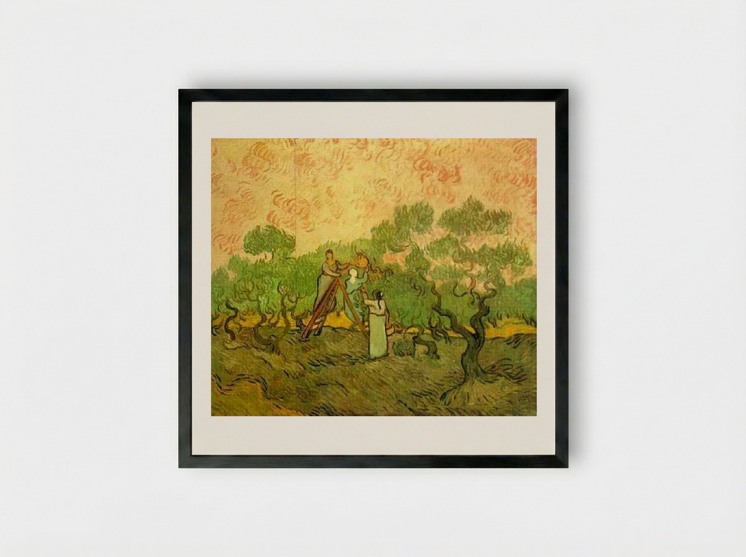 Olive Picking - Vincent van Gogh - Framed Print Black
