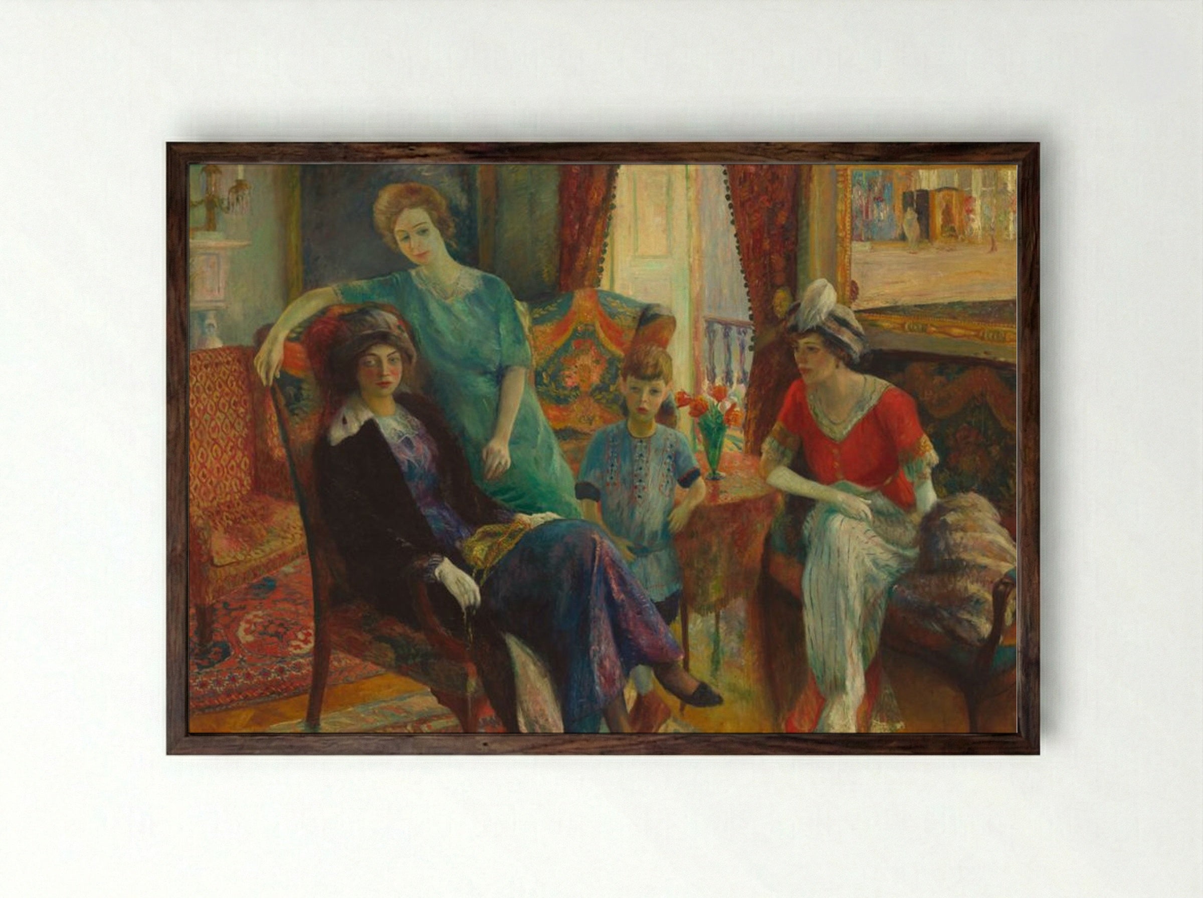 Family Group - William Glackens - Framed Print Dark Wood