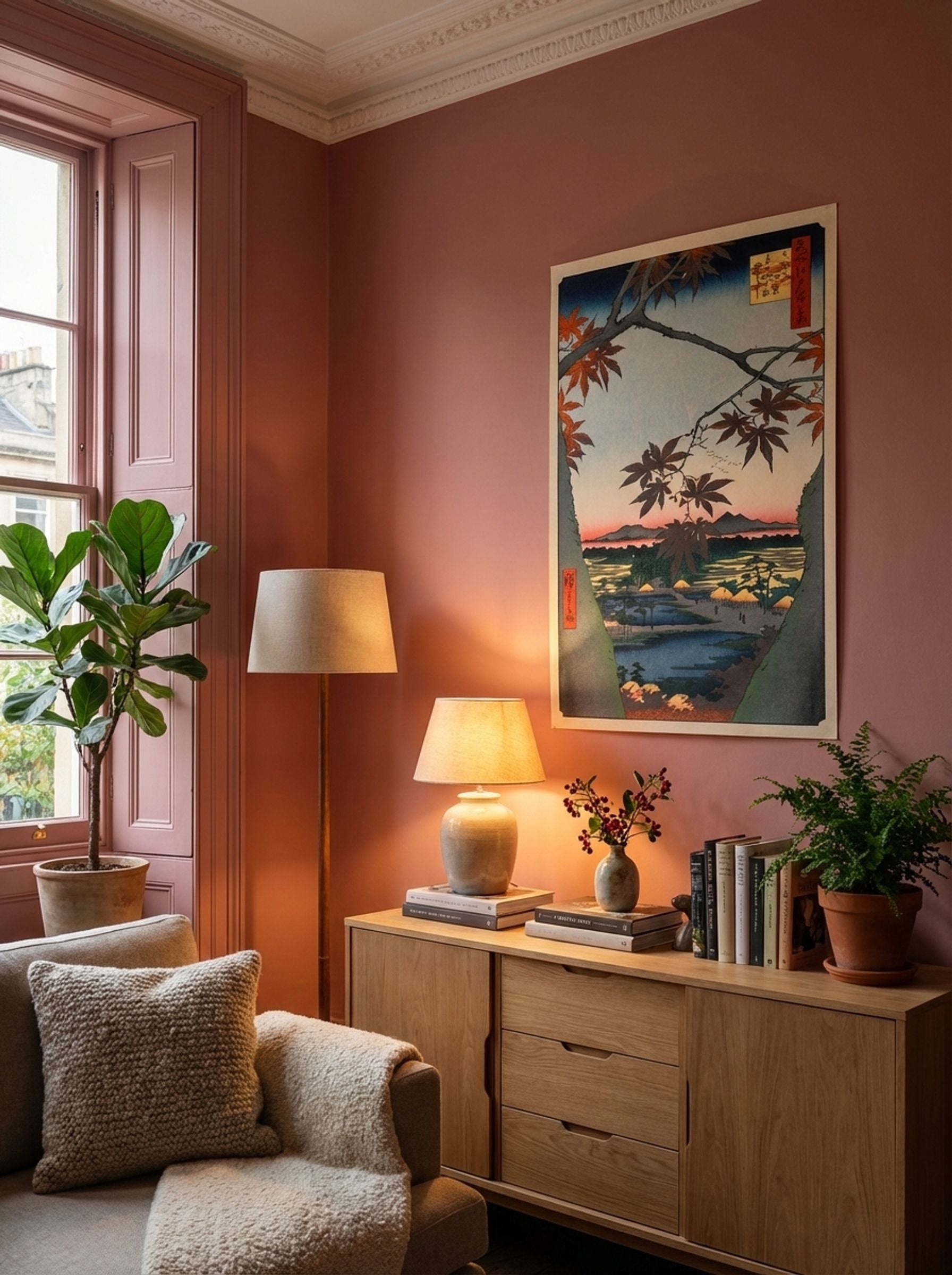 94. The Maple Trees at Mama, the Tekona Shrine and Tsugihashi Bridge - Hiroshige - Lifestyle