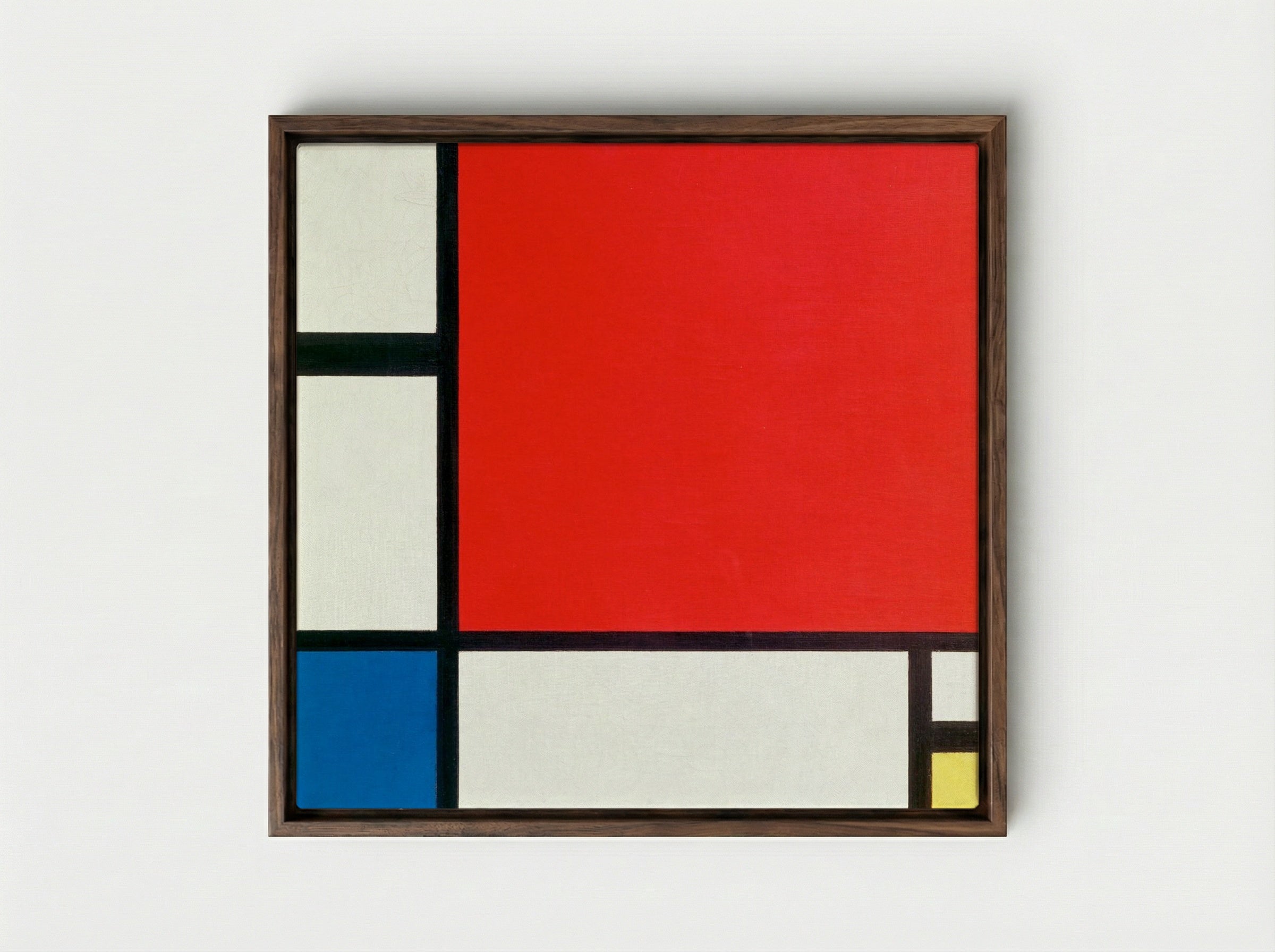 Composition with Red, Blue, and Yellow - Piet Mondrian - Framed Canvas Dark Wood
