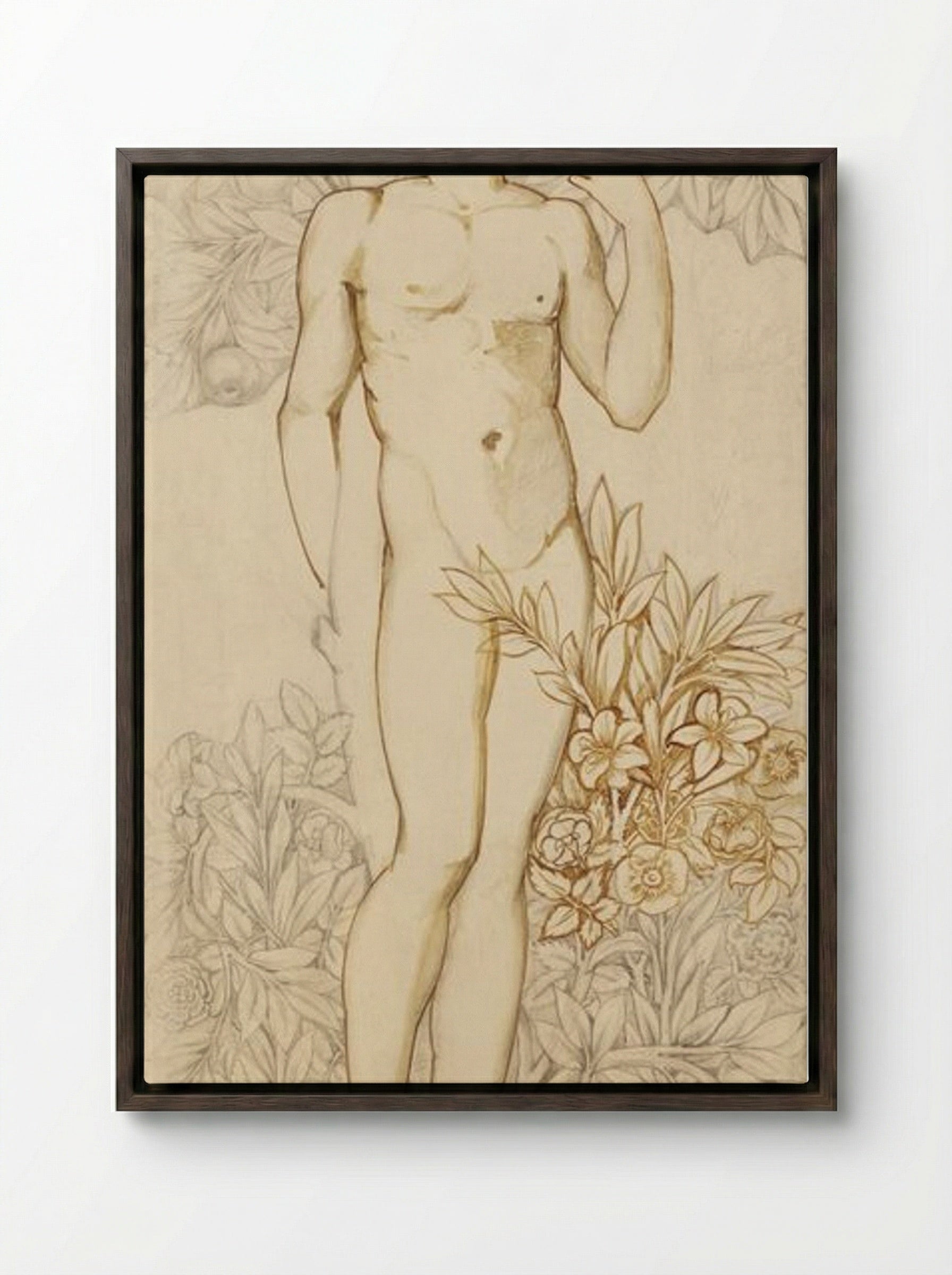 The Angels of the Hierarchy: Male Nude Imago Dei - Edward Burne-Jones - Framed Canvas Dark Wood