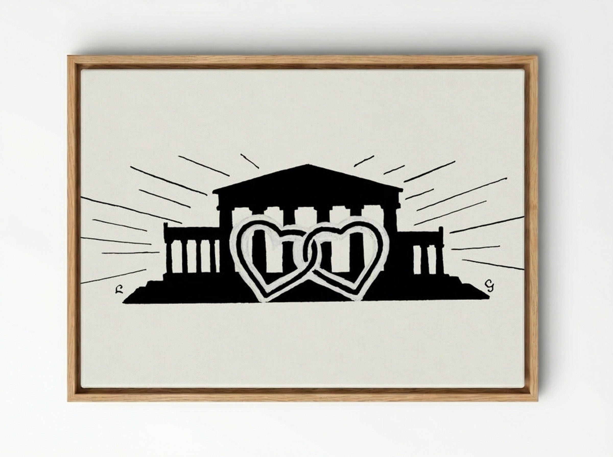 Temple with Two Hearts - Leo Gestel - Framed Canvas Wood