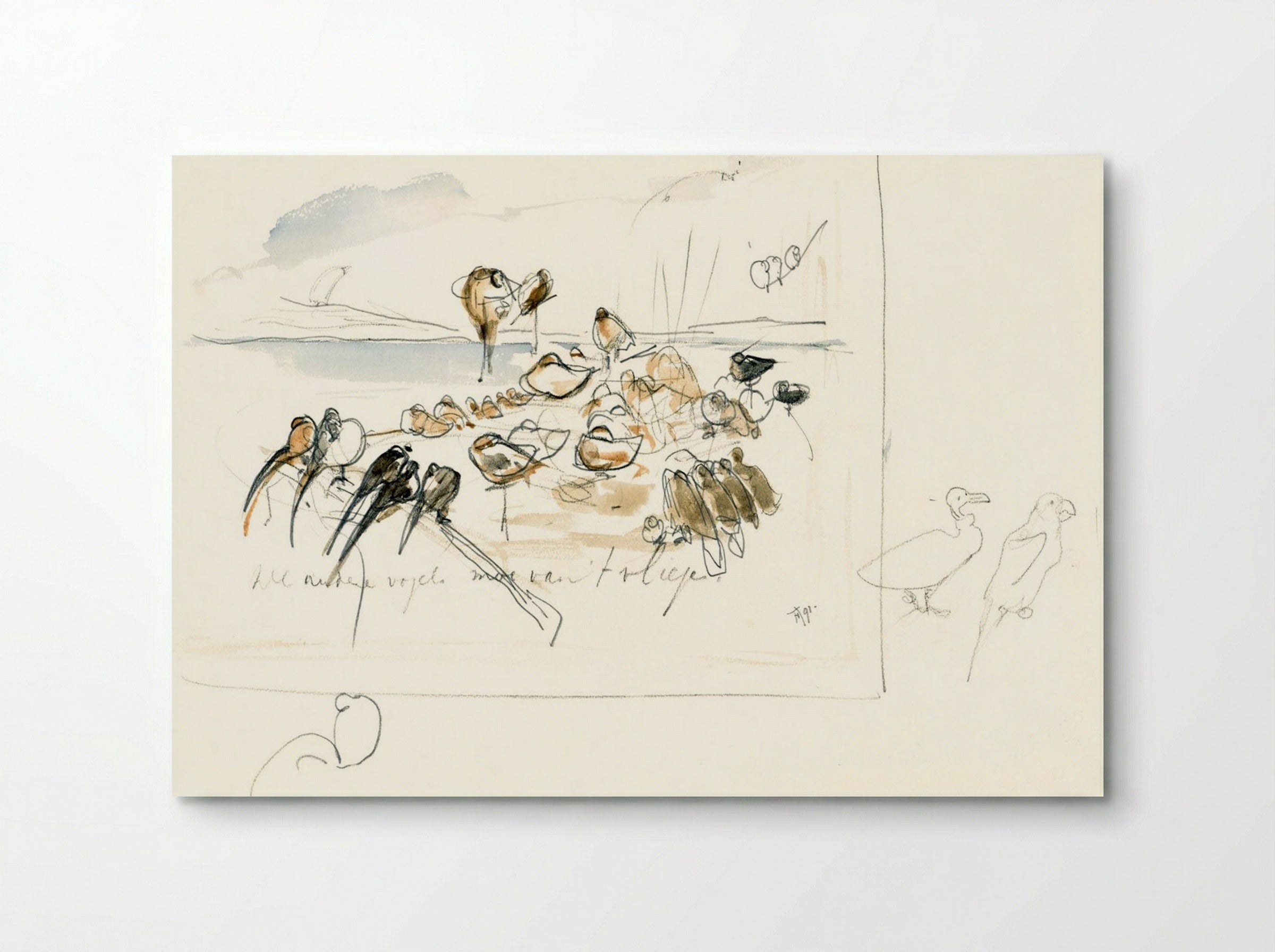 Study for Illustration in 'Hoe de vogels aan een koning kwamen' - Theo van Hoytema - Poster