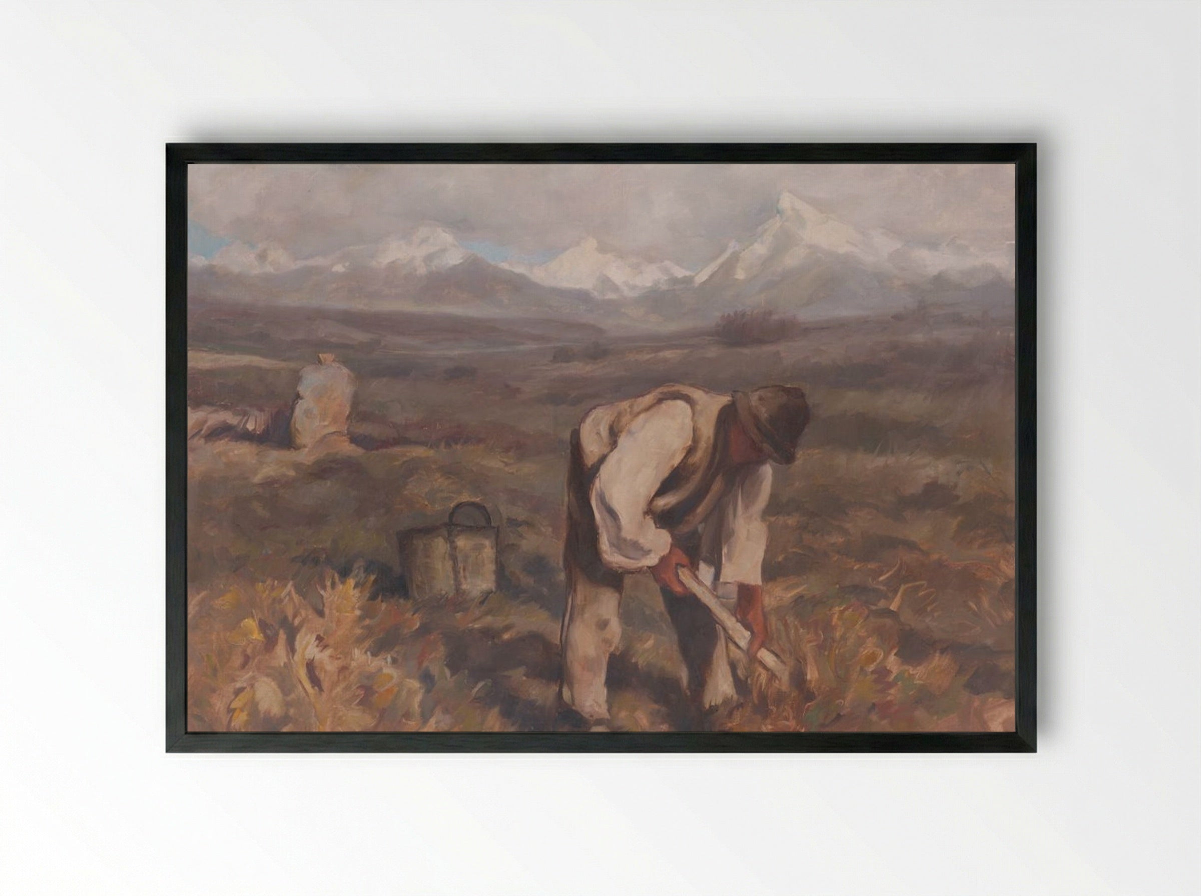 Autumn Work (Potato Digging) - Zolo Palugyay - Framed Print Black