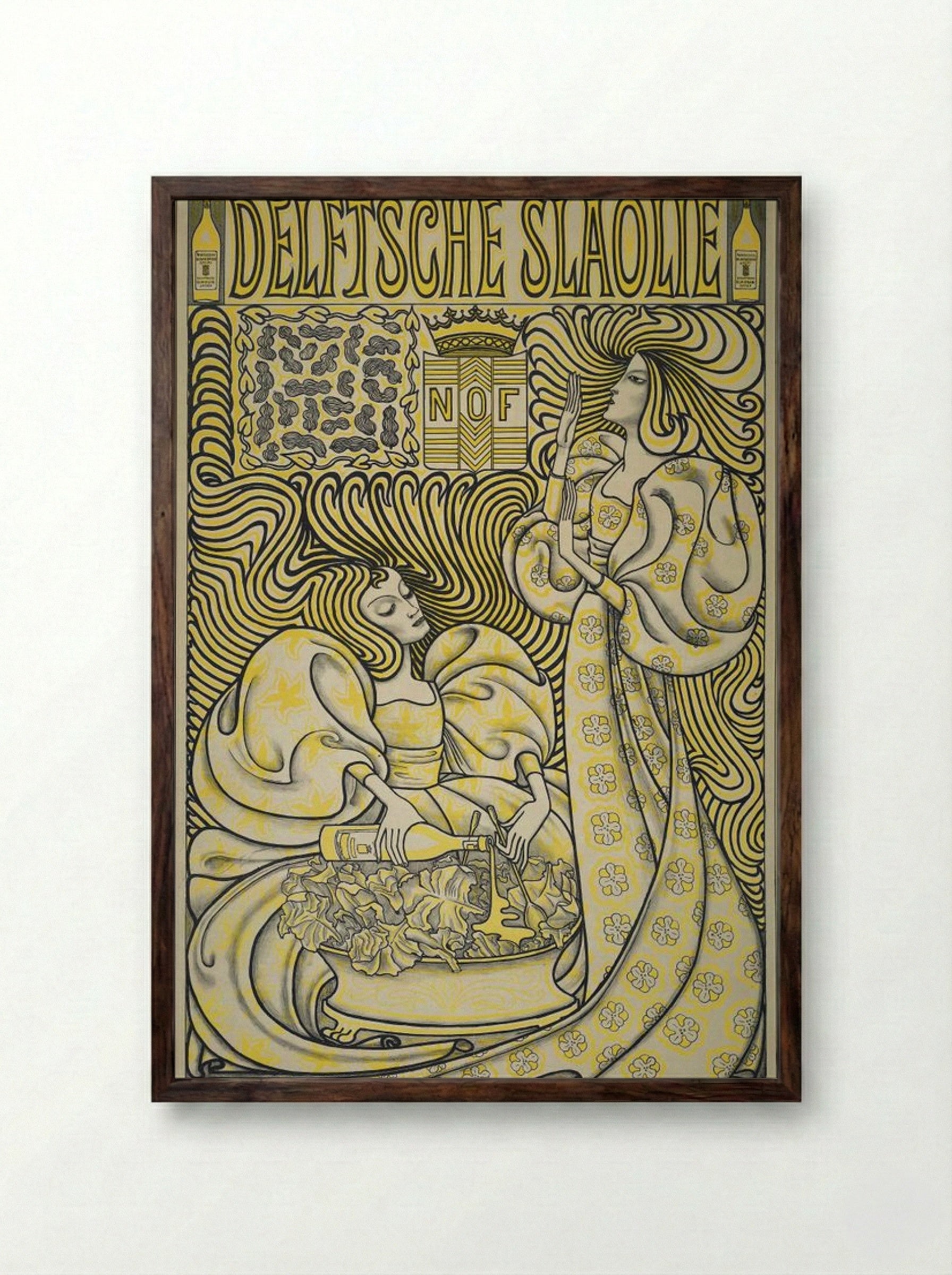 Poster for Delft Salad Oil - Jan Toorop - Framed Print Dark Wood