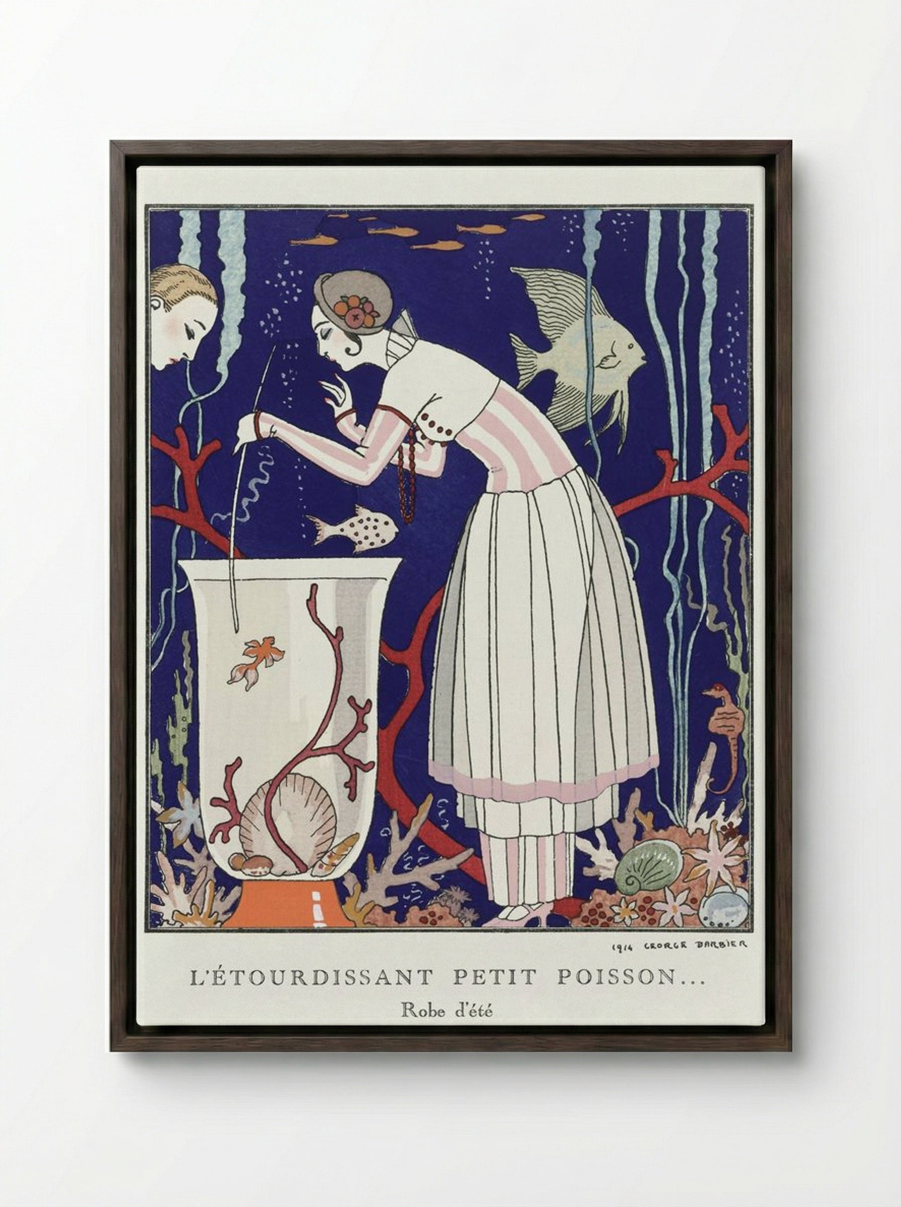 L'Étourdissant Petit Poisson (Robe d'Été) - George Barbier - Framed Canvas Dark Wood