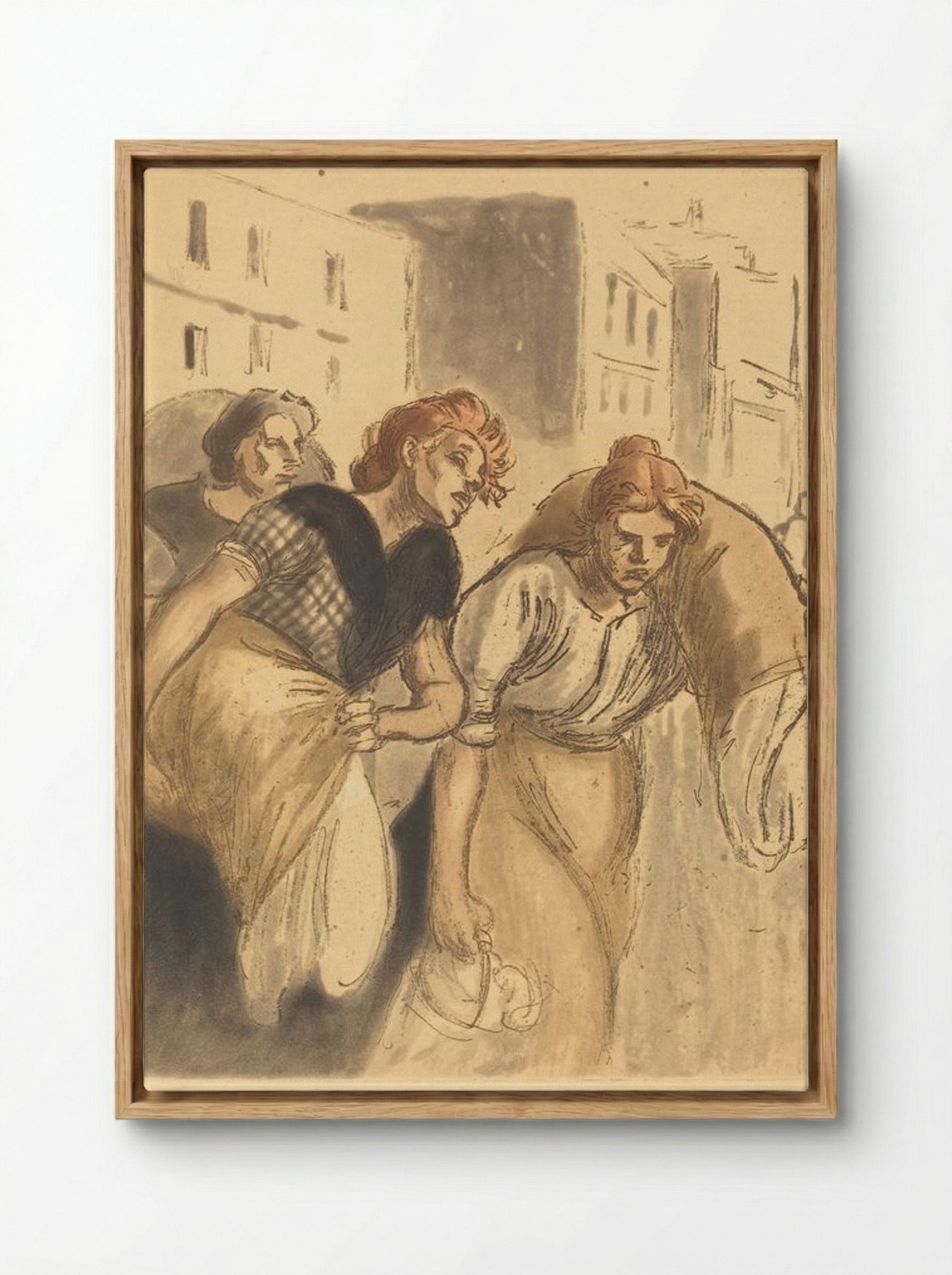 Return from the Wash House (Retour de lavoir) - Théophile Alexandre Steinlen - Framed Canvas Wood