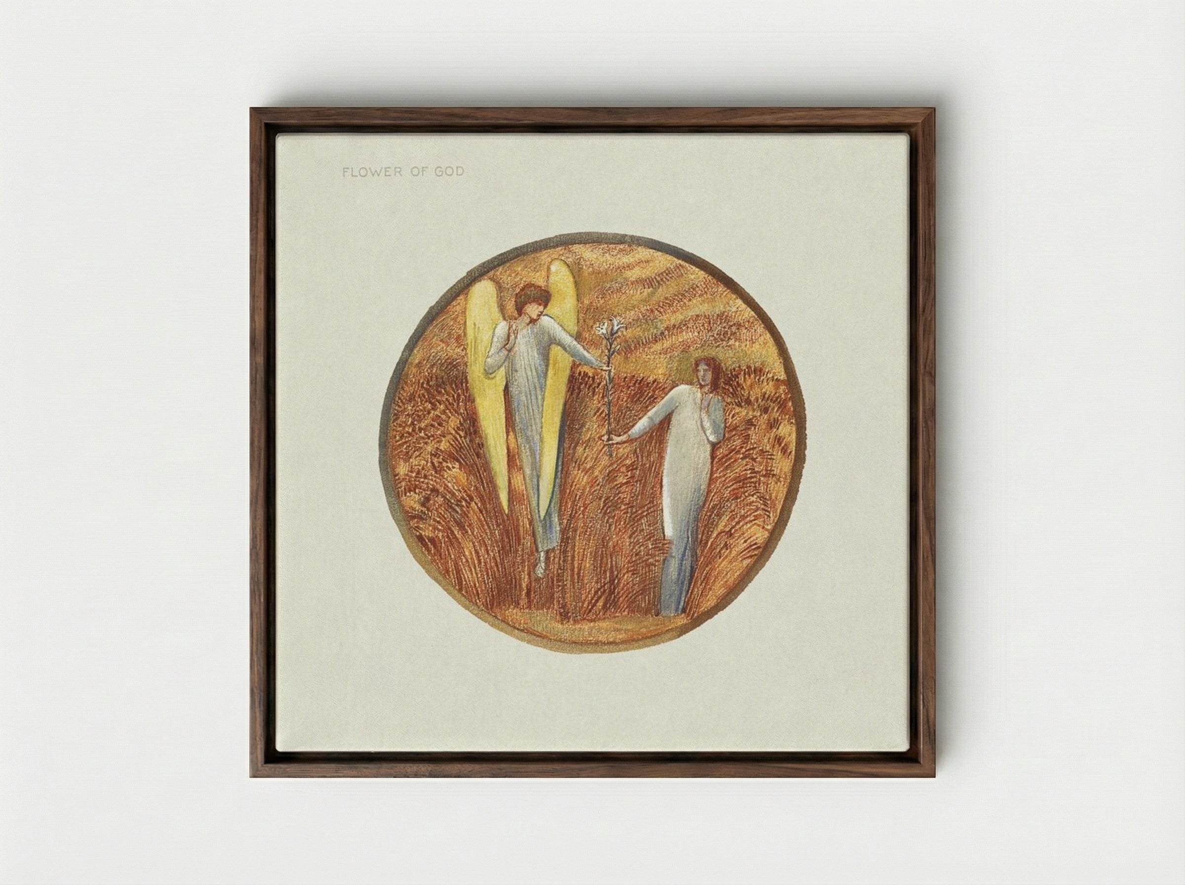 Flower of God - Edward Burne-Jones - Framed Canvas Dark Wood