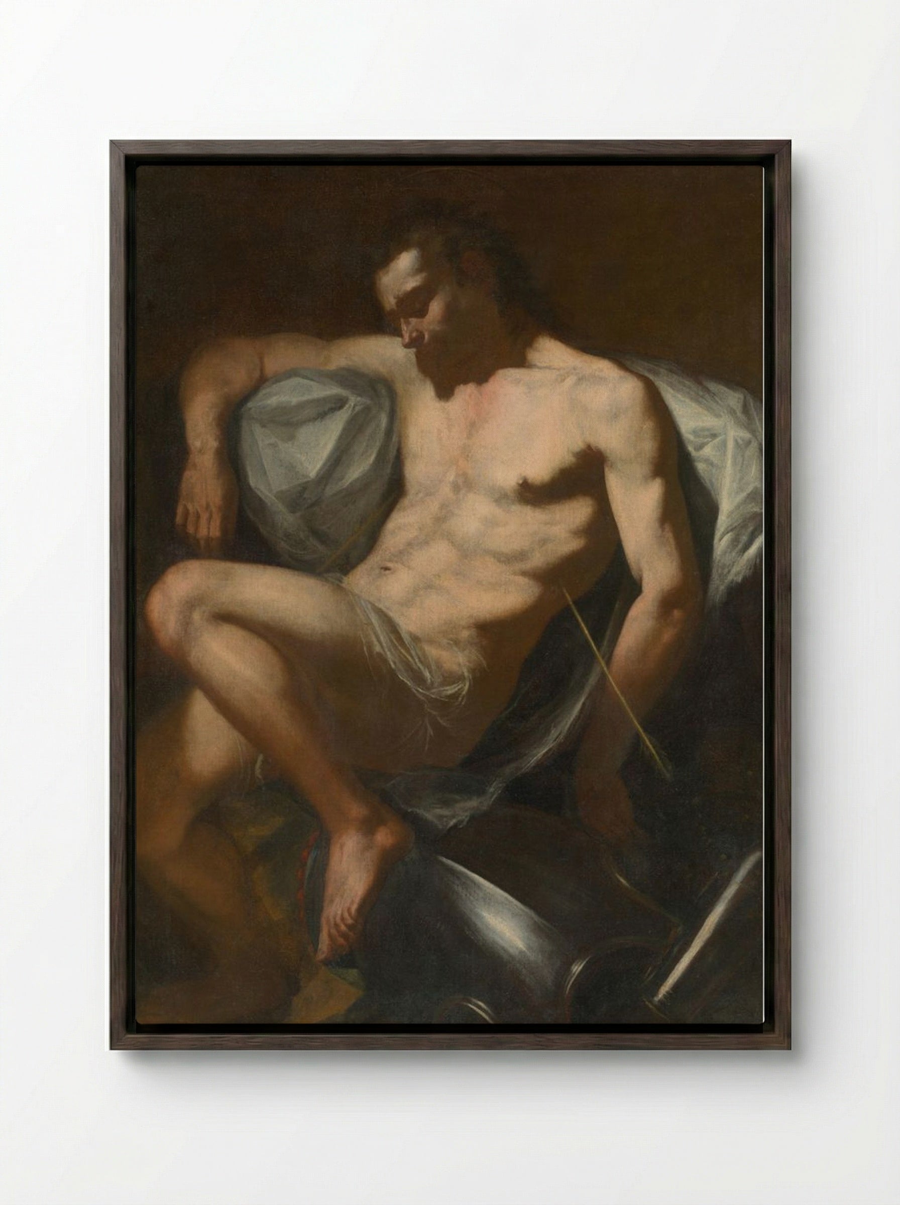 Saint Sebastian - Jusepe de Ribera - Framed Canvas Dark Wood