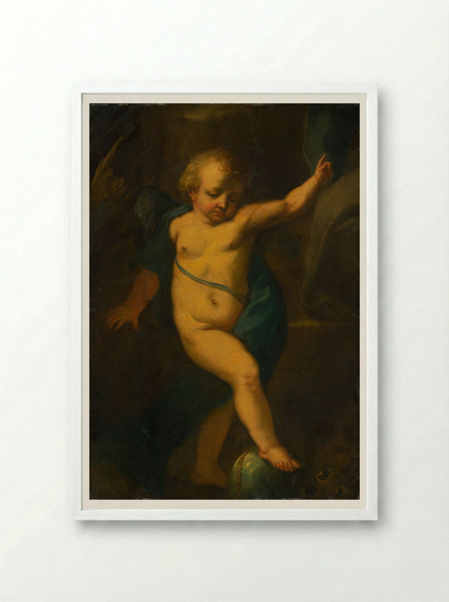 Allegorical Figure of an Angel - Fine Art Print - Framed Print White