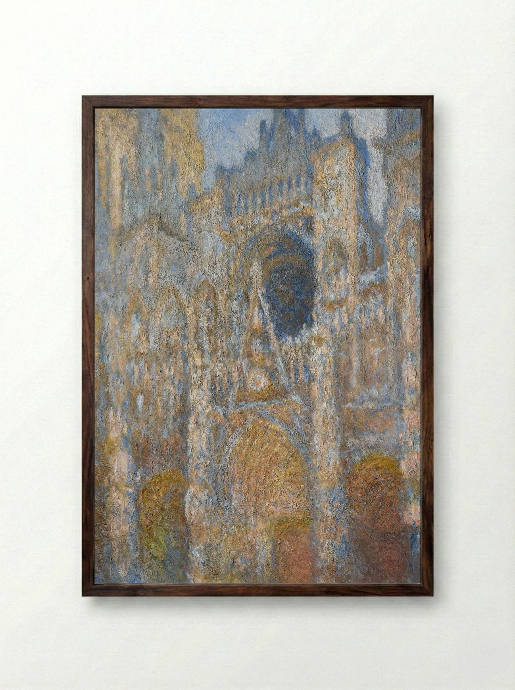 Rouen Cathedral, the Facade in Sunlight - Claude Monet - Framed Print Dark Wood