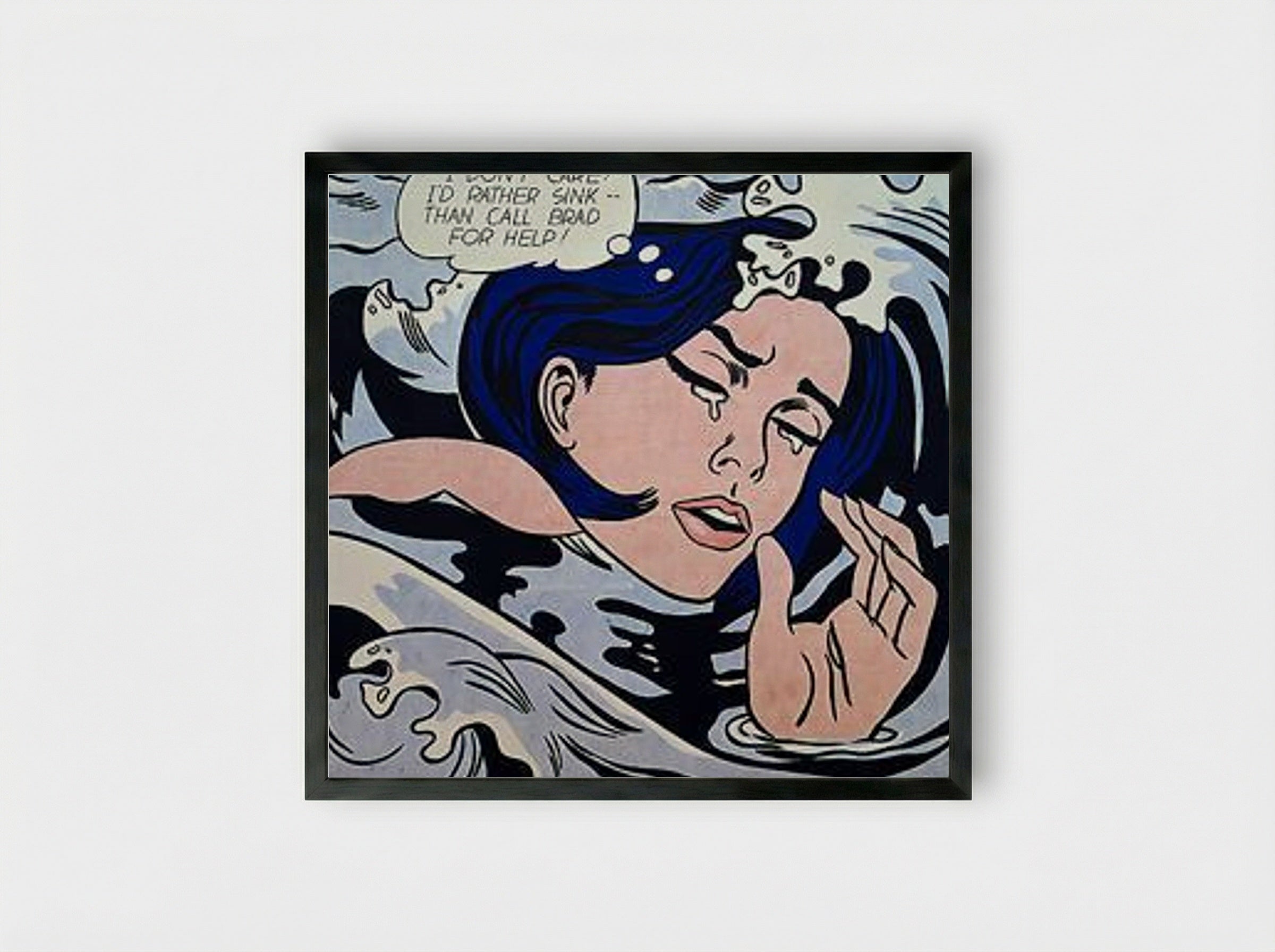 Drowning Girl - Roy Lichtenstein - Framed Print Black
