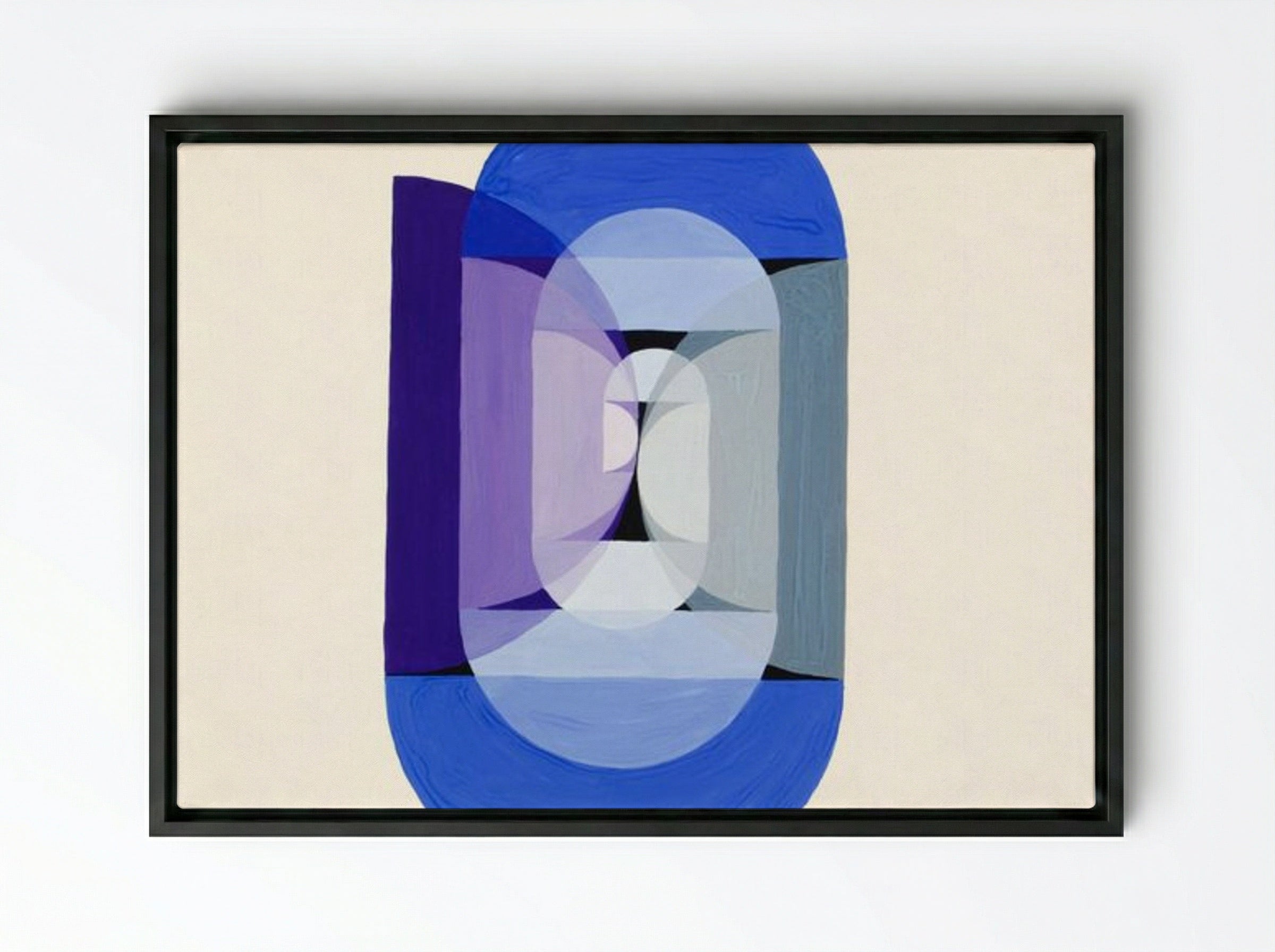 Blue, Gray, Violet Wheel - Joseph Schillinger - Framed Canvas Black