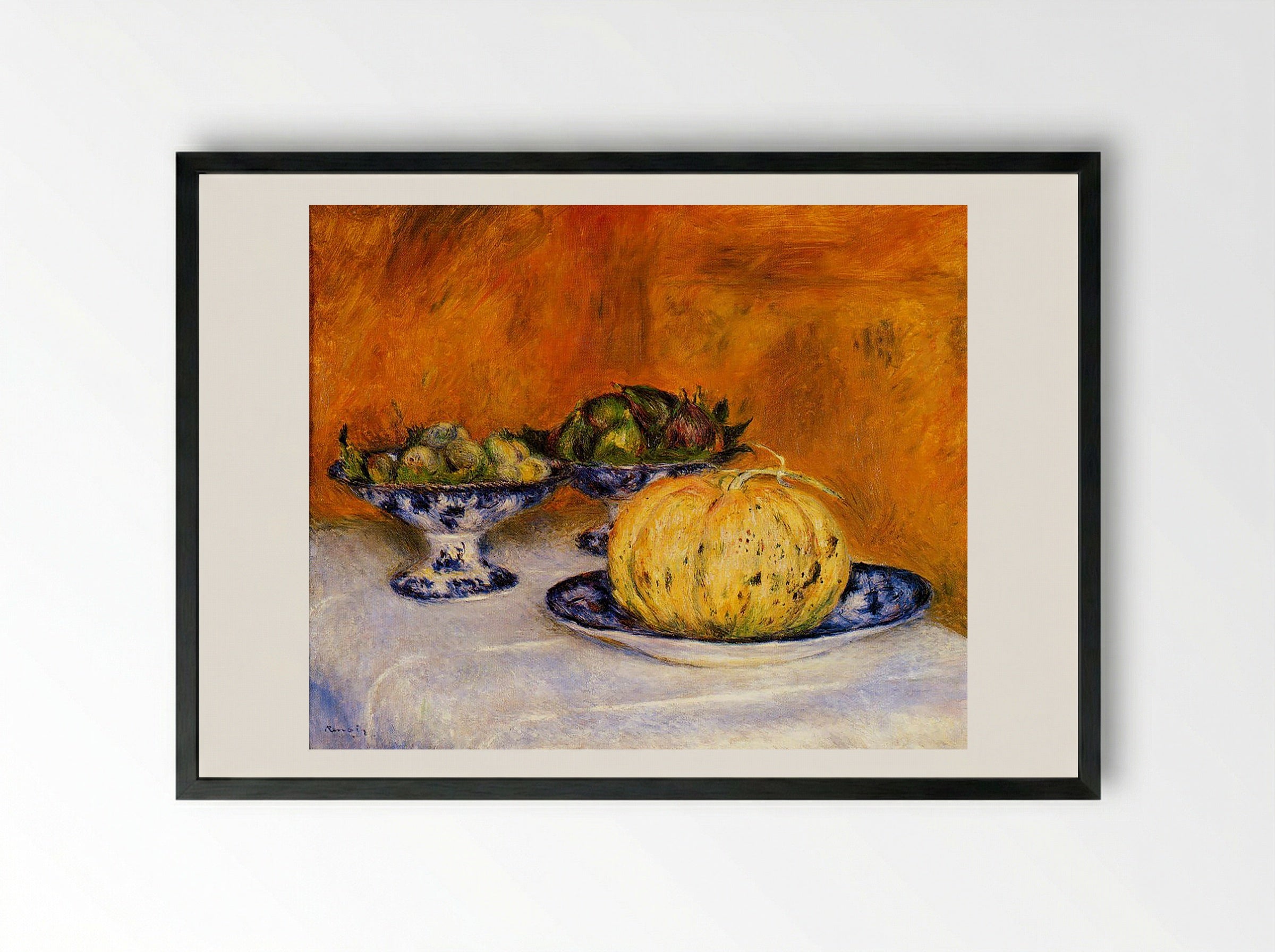Still Life with Melon - Pierre-Auguste Renoir - Framed Print Black