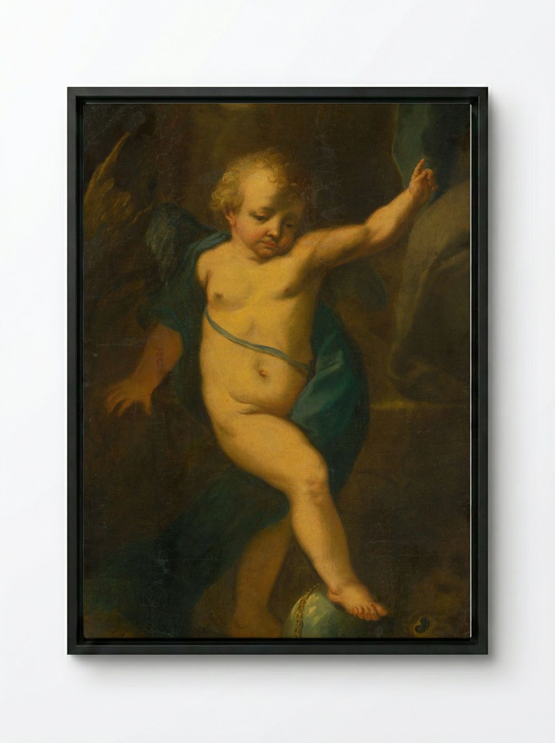 Allegorical Figure of an Angel - Fine Art Print - Framed Canvas Black