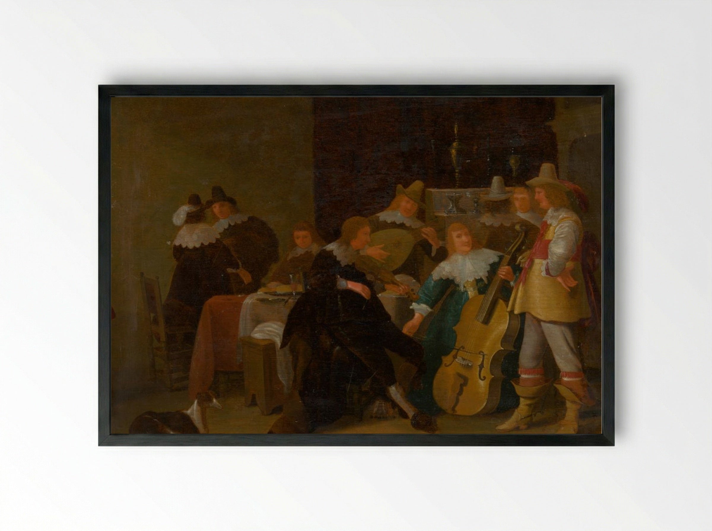 The Home Concert - Cornelis Saftleven - Framed Print Black