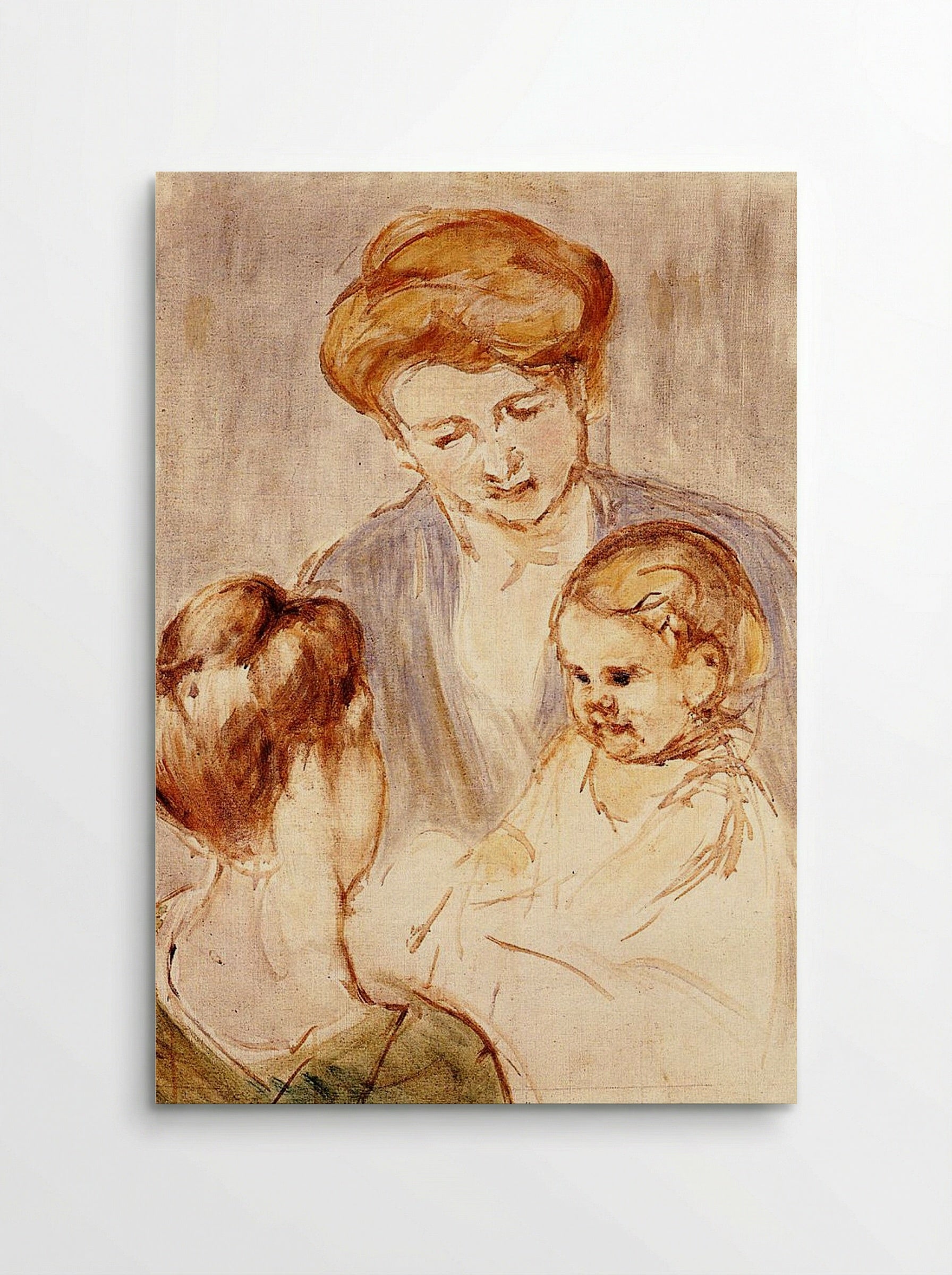 A Baby Smiling at Two Young Women - Mary Cassatt - Poster