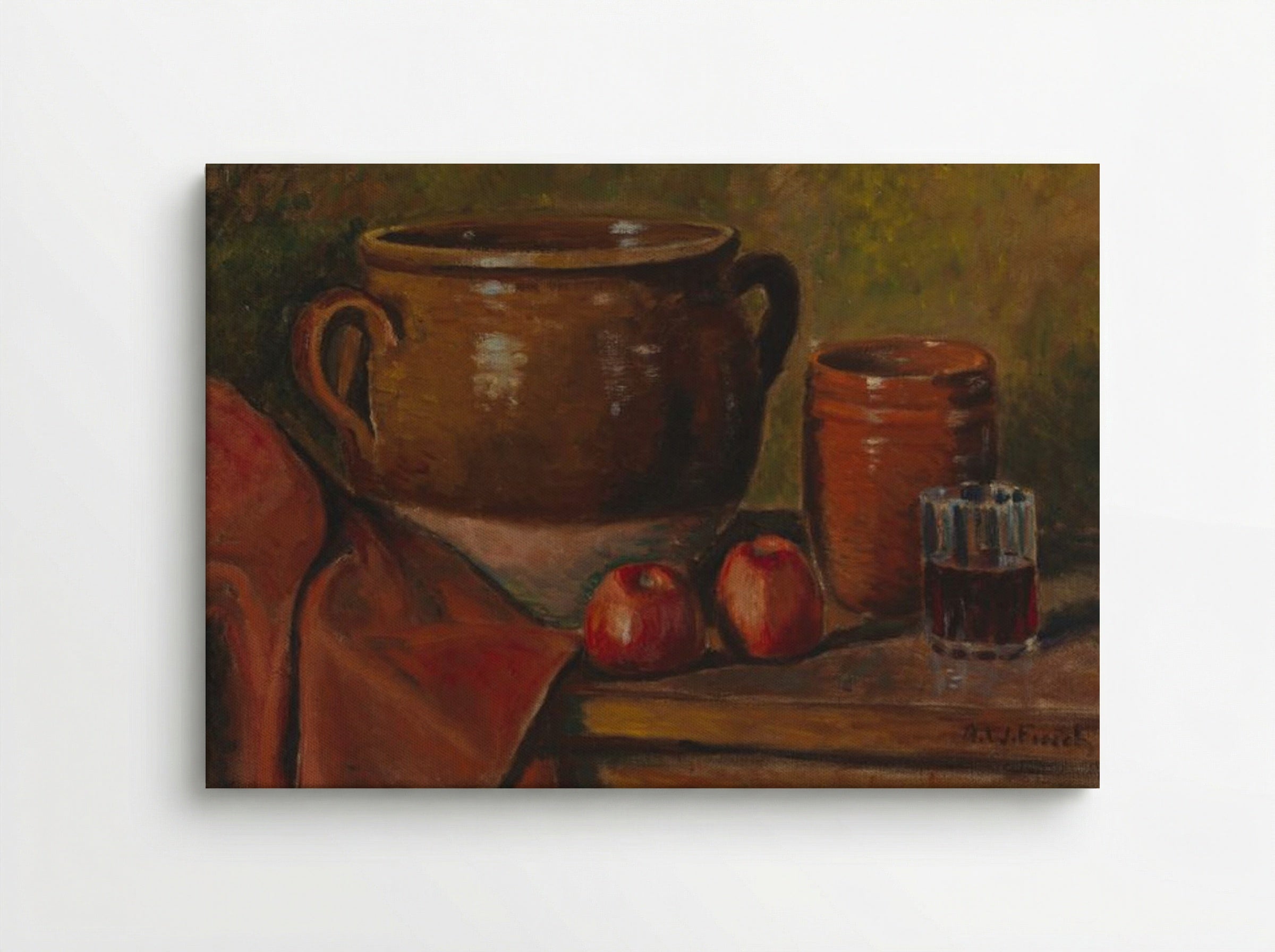 Still Life with Pottery and Apples - Alfred William Finch - Canvas