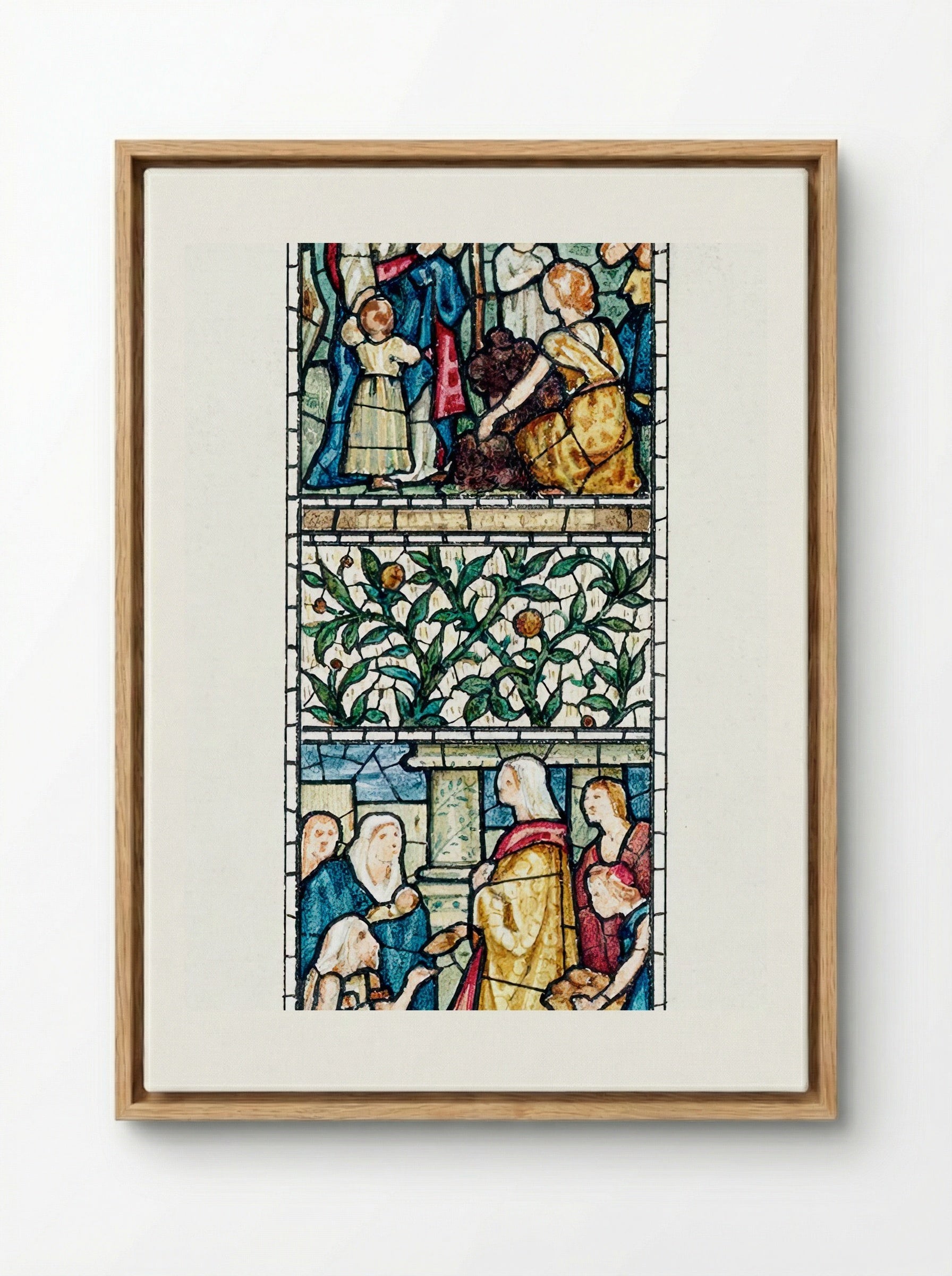 Design for Stained Glass, Southeast Window, Nave, Paisley Abbey, Scotland - Edward Burne-Jones - Framed Canvas Wood