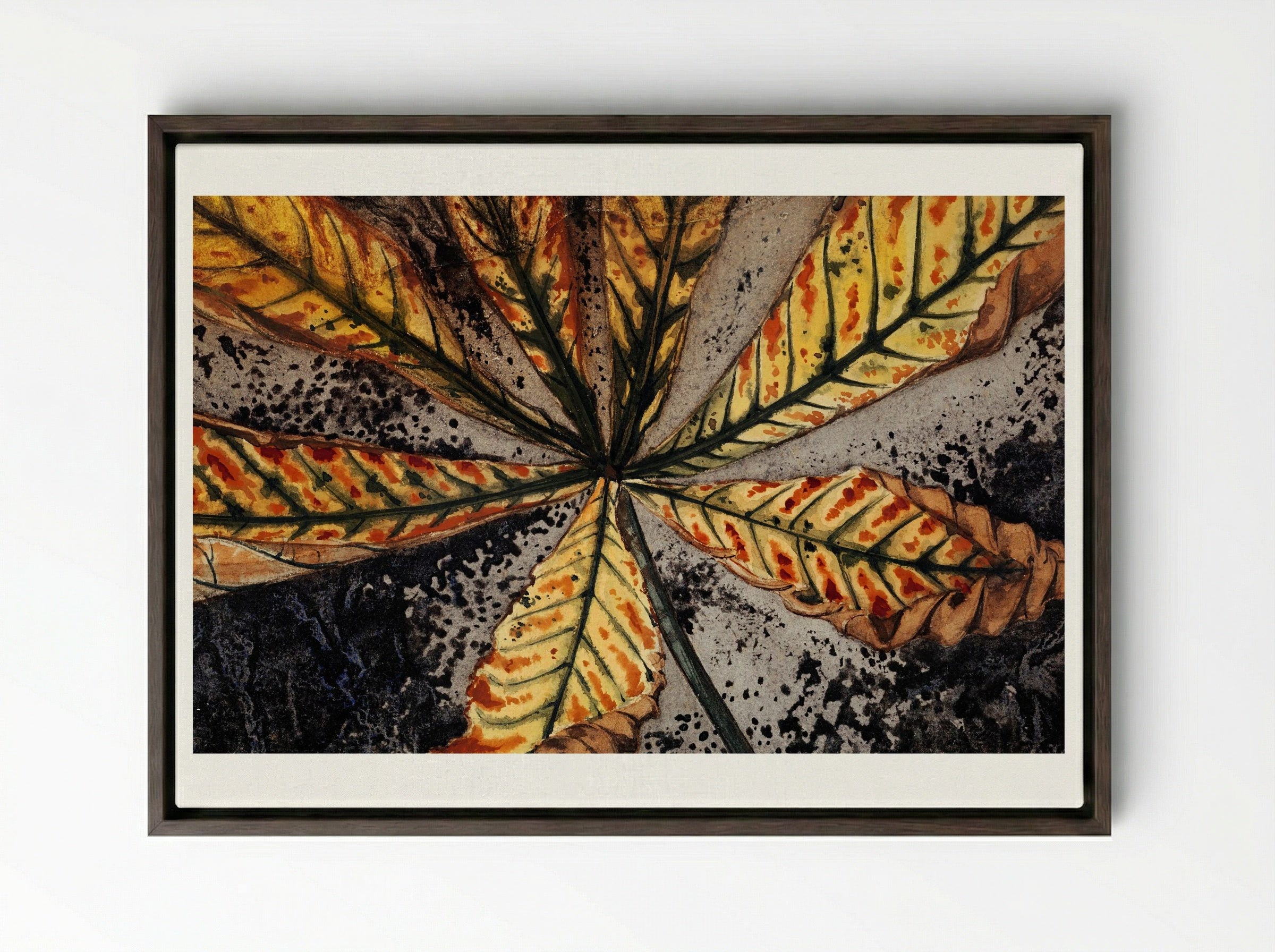 Chestnut Leaf - Julie de Graag - Framed Canvas Dark Wood