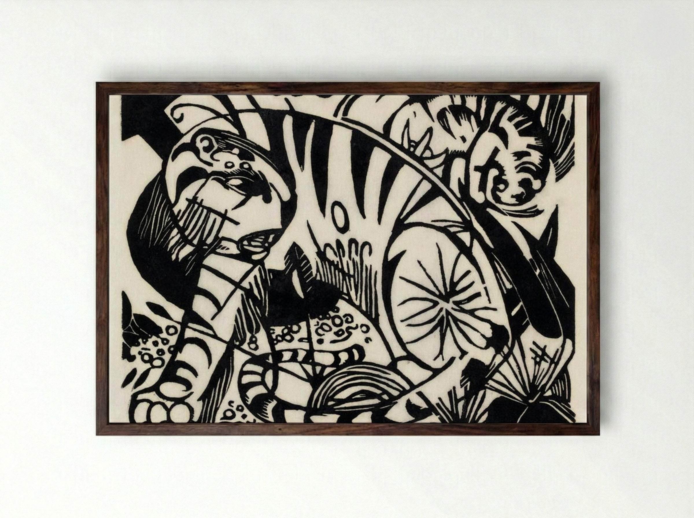 Tiger - Franz Marc - Framed Print Dark Wood