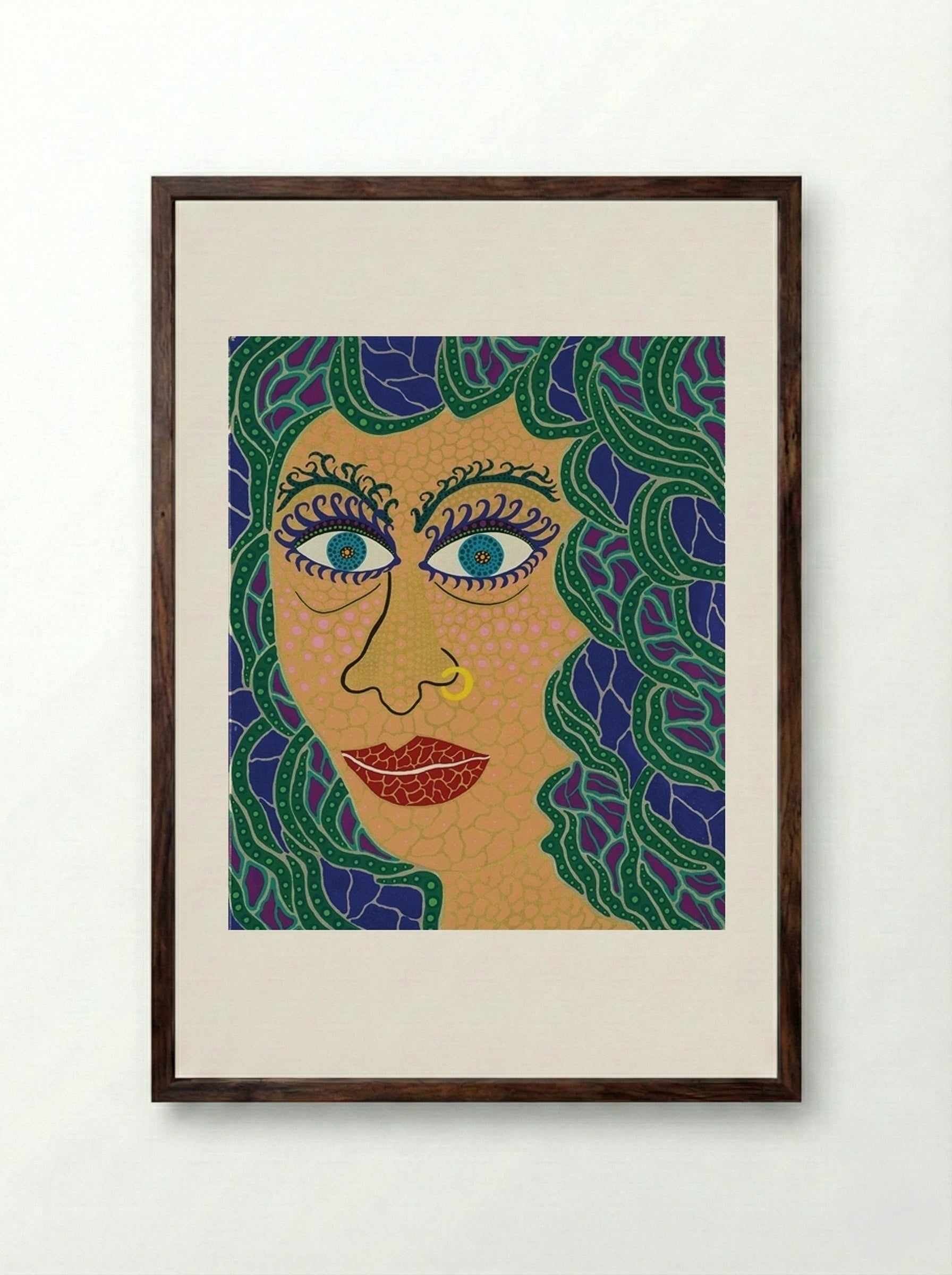 Watching the Sea - Yayoi Kusama - Framed Print Dark Wood