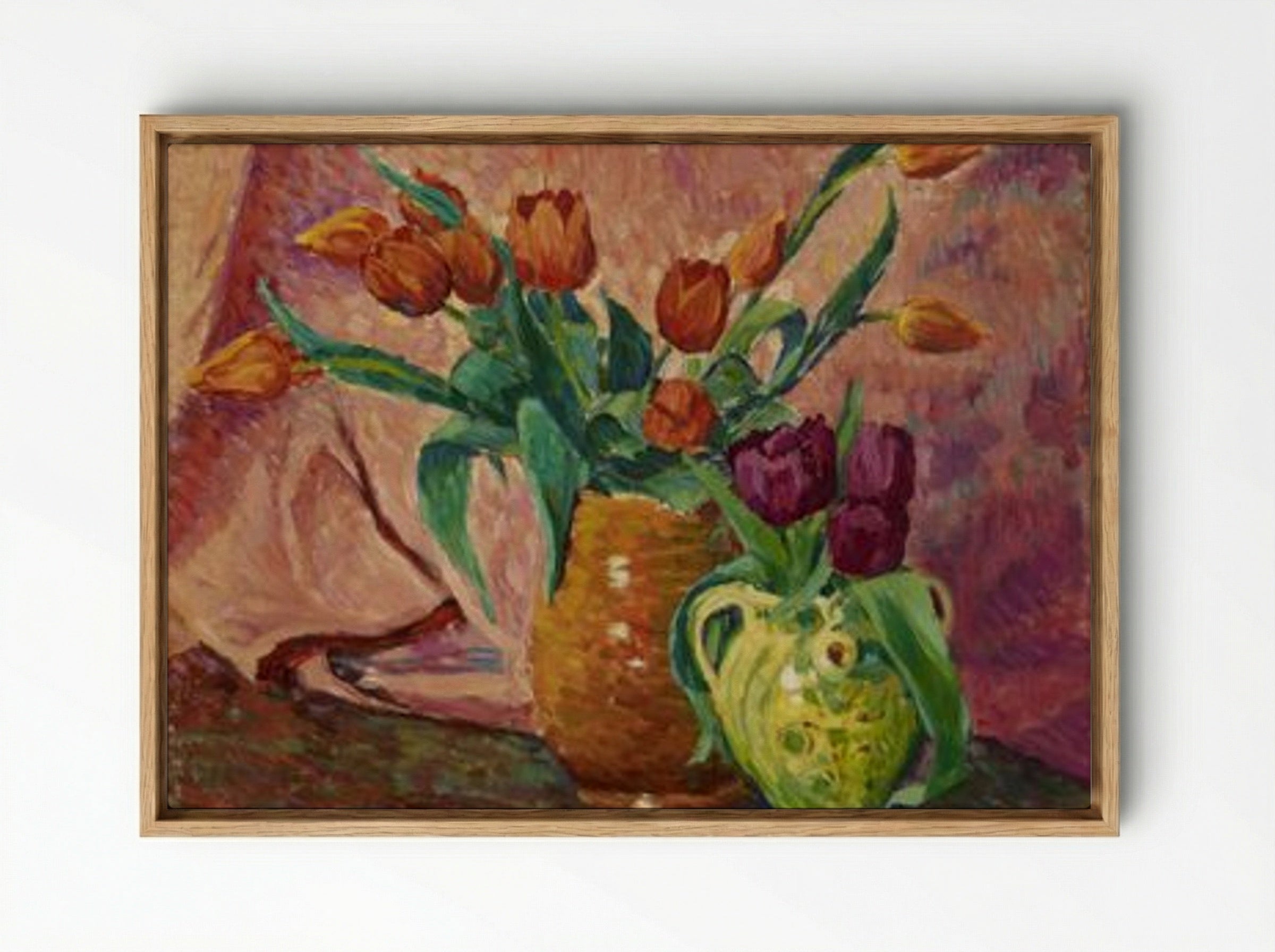 Two Vases with Tulips - Alfred William Finch - Framed Canvas Wood