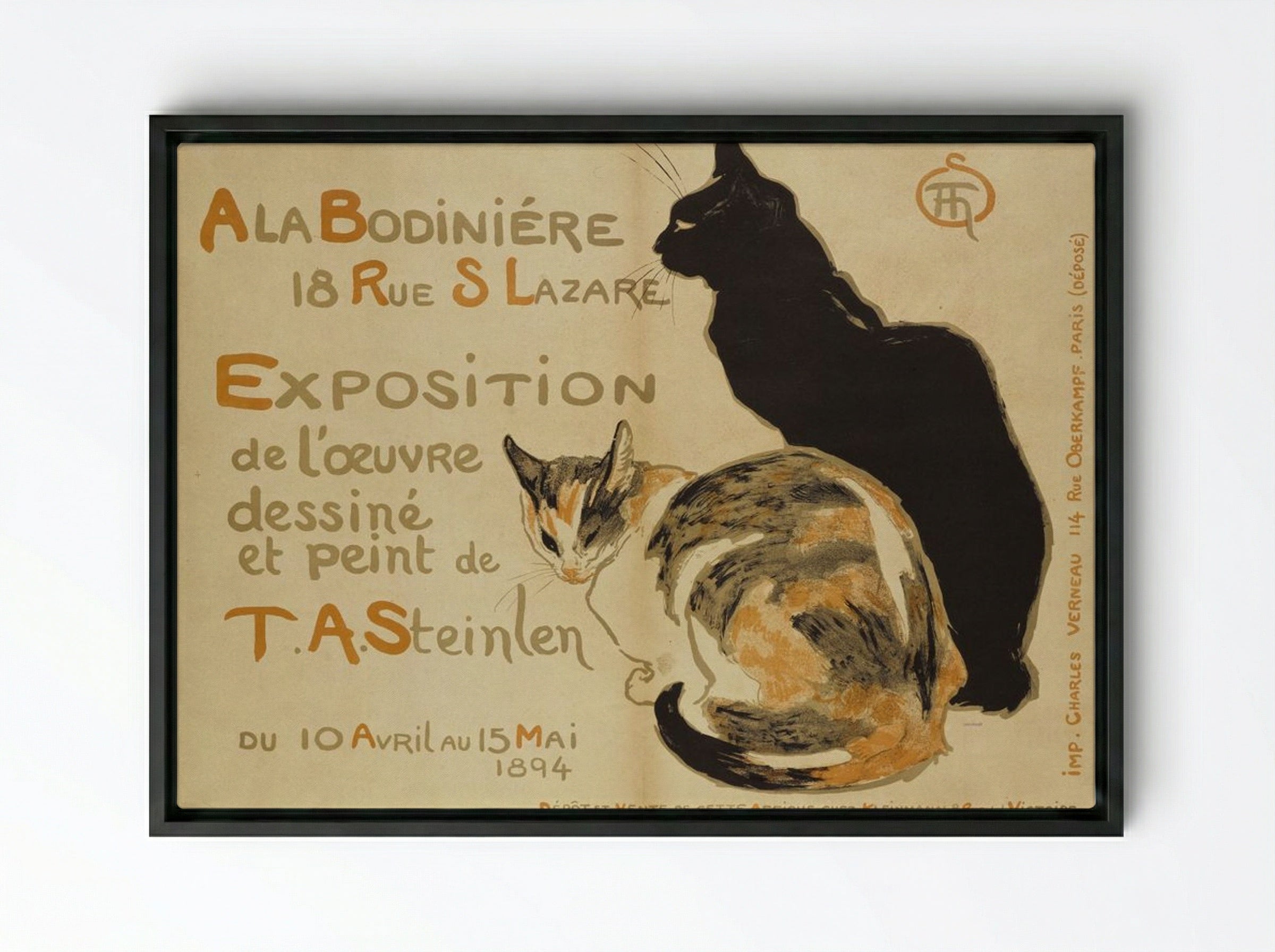 A la Bodinière, 18 Rue S. Lazare - Théophile Alexandre Steinlen - Framed Canvas Black