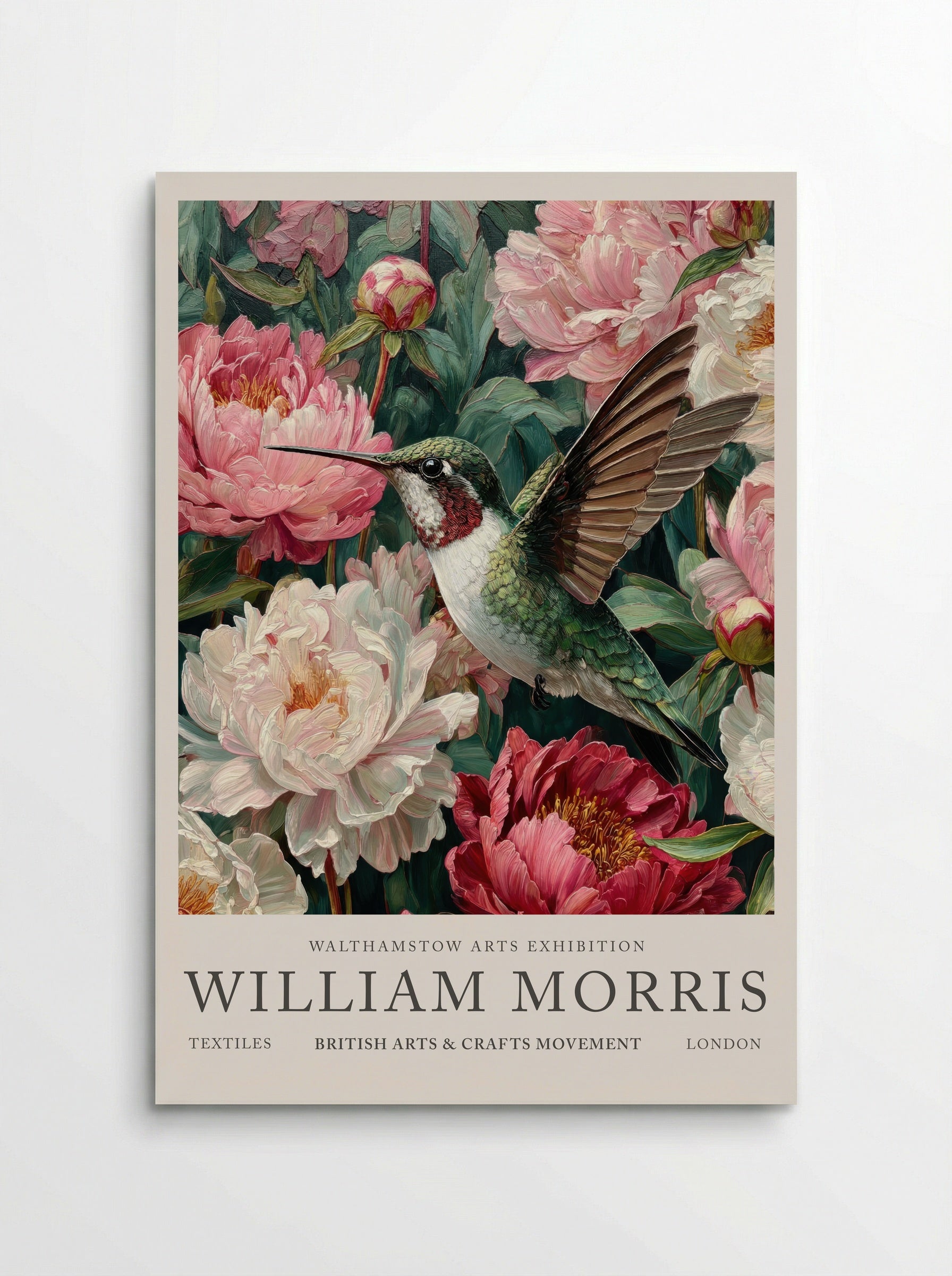 Peony Hummingbird Flight - William Morris - Poster