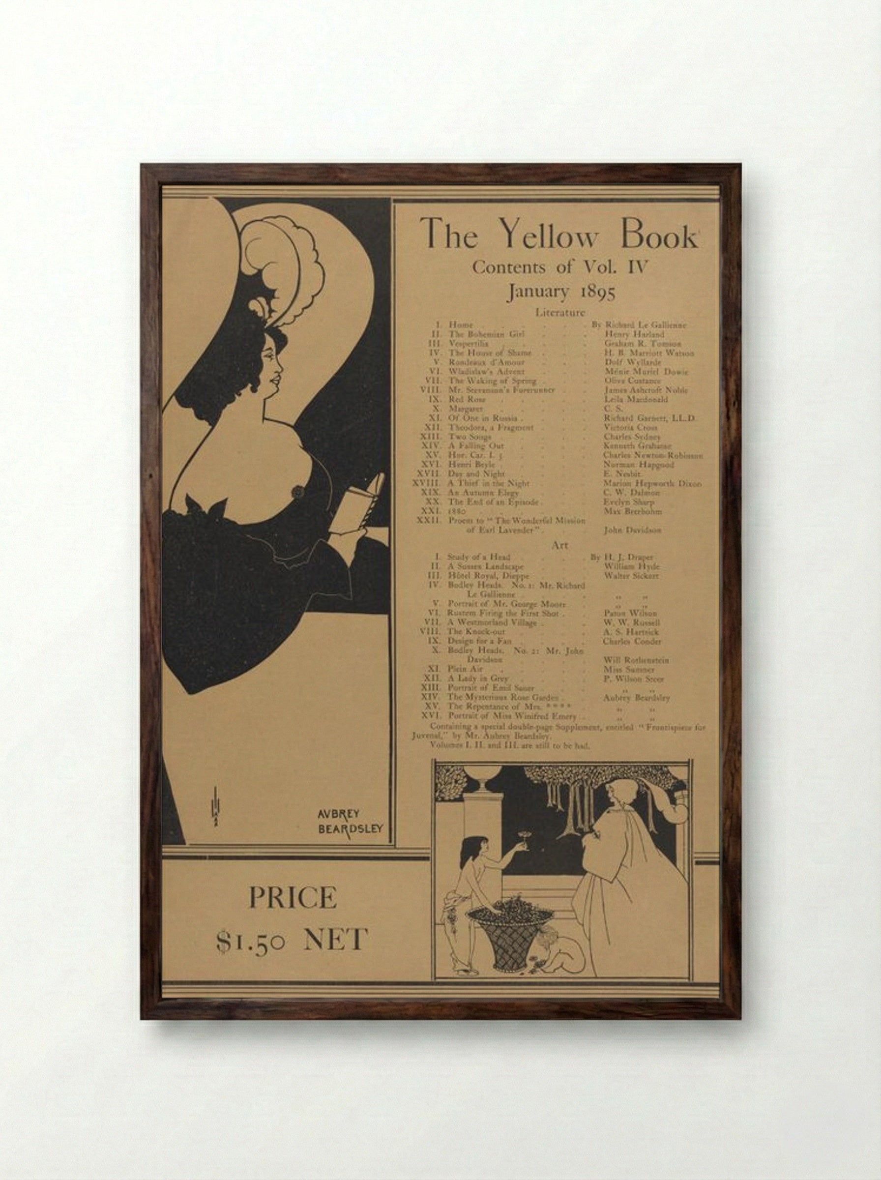 Poster for The Yellow Book, Volume IV - Aubrey Beardsley - Framed Print Dark Wood