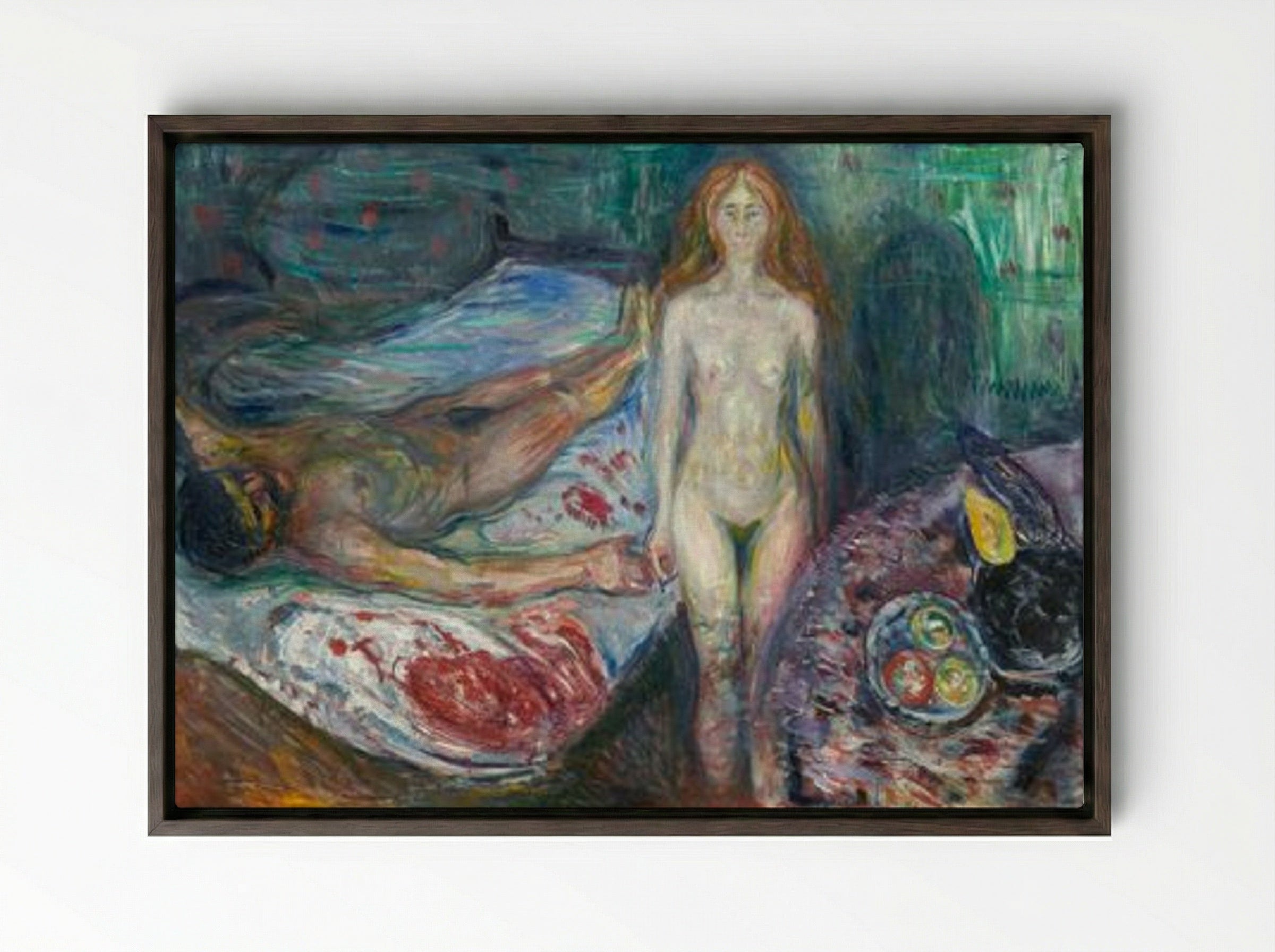 The Death of Marat - Edvard Munch - Framed Canvas Dark Wood