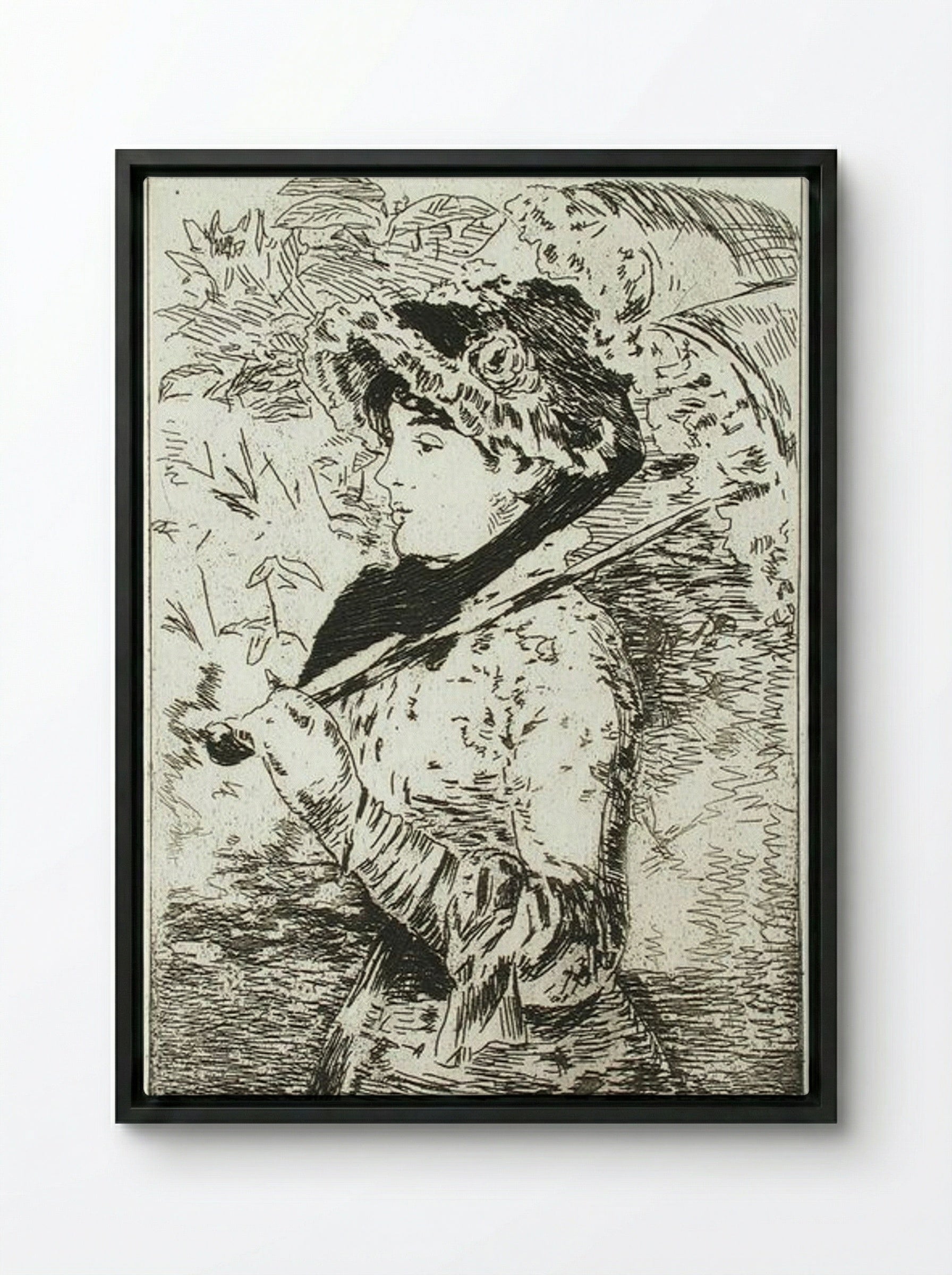 Jeanne (Spring) (Jeanne II) - Édouard Manet - Framed Canvas Black