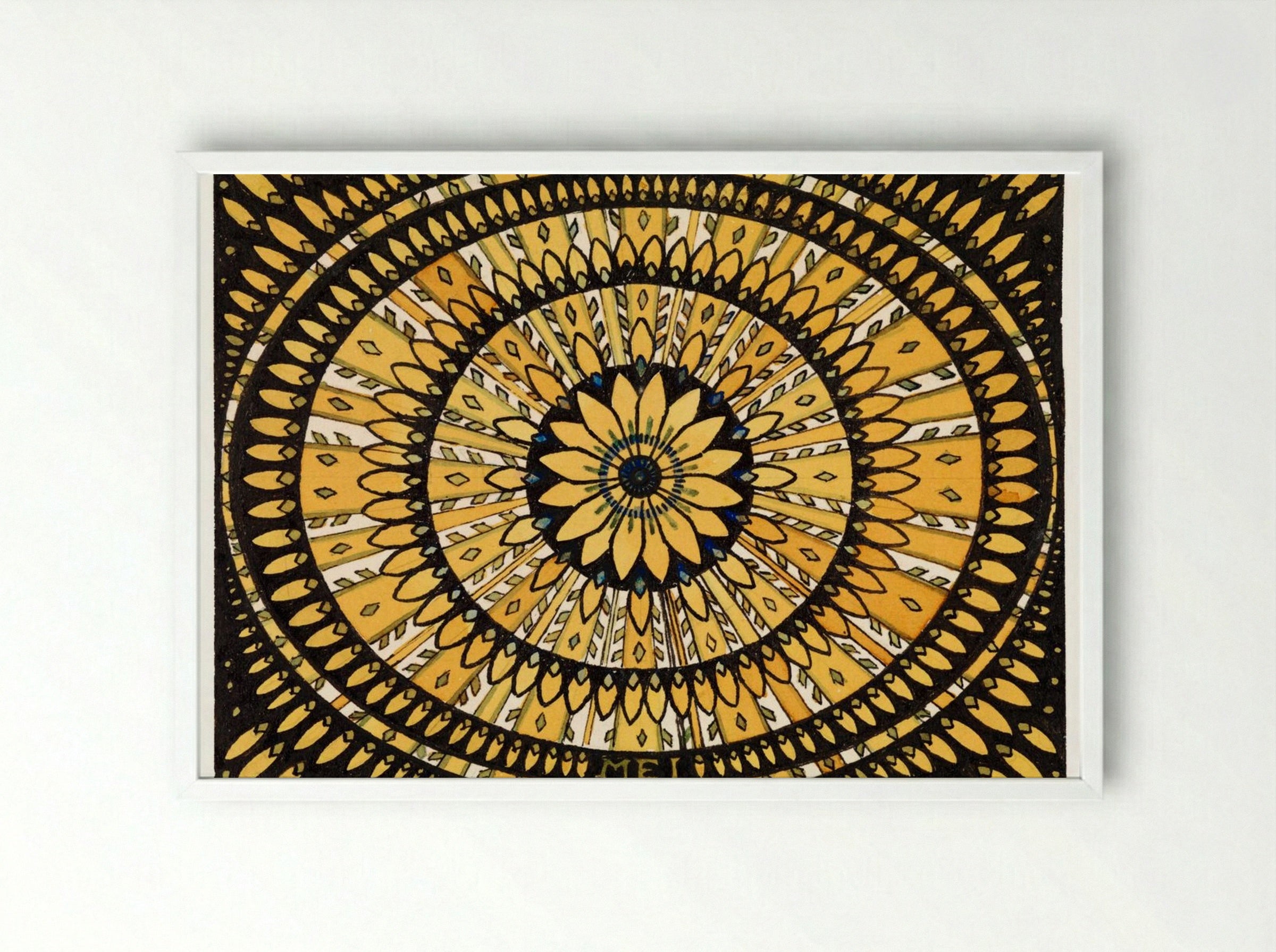 Rosette from Stylized Flowers and Leaves - Julie de Graag - Framed Print White