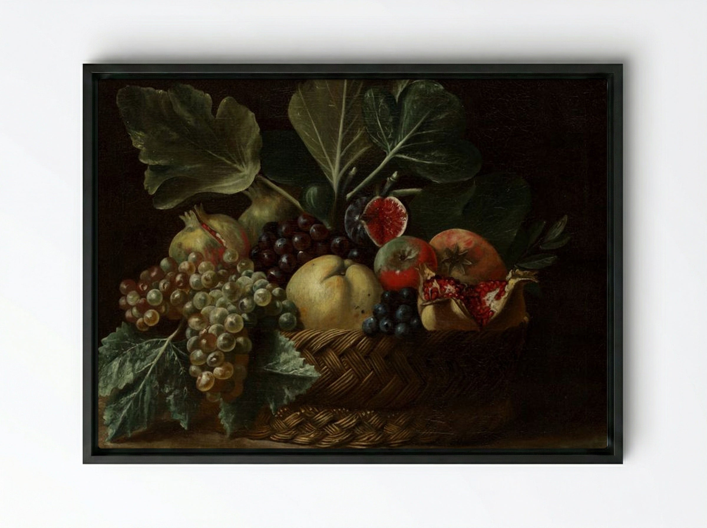 Basket of Fruit - Fine Art Print - Framed Canvas Black