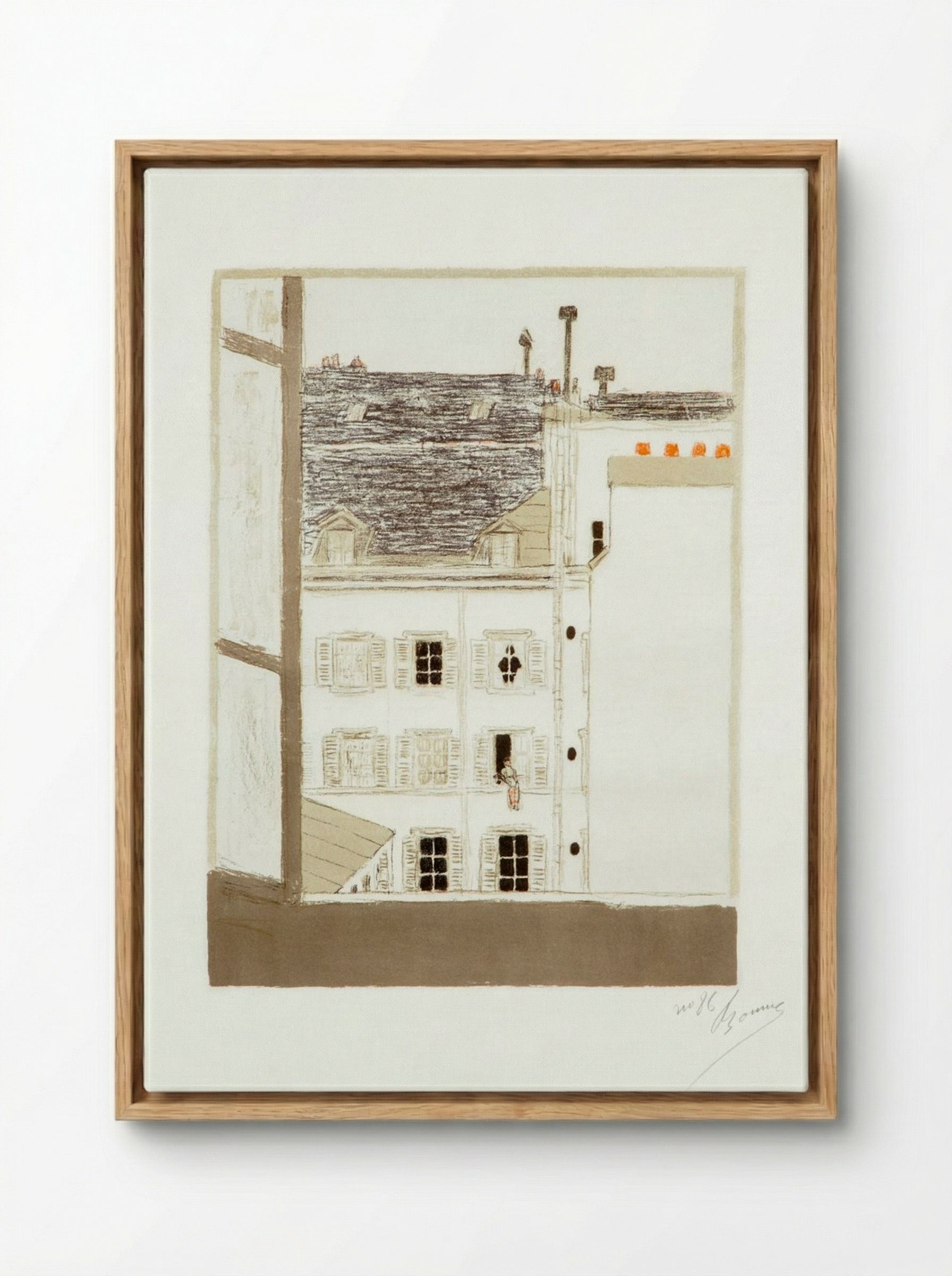 House in the Courtyard (from 'Some Aspects of Life in Paris') - Pierre Bonnard - Framed Canvas Wood