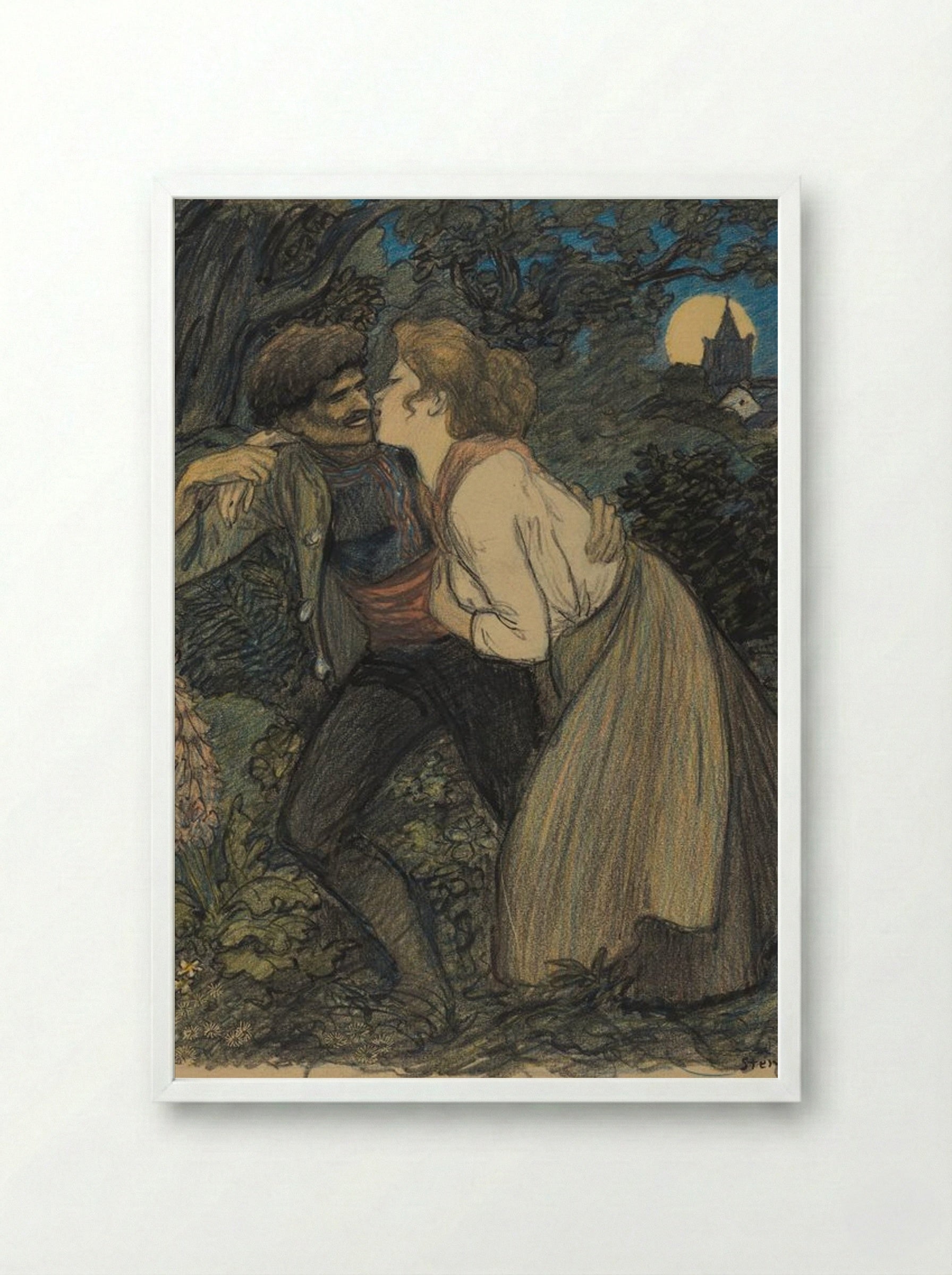 La chienne au loup - Théophile Alexandre Steinlen - Framed Print White