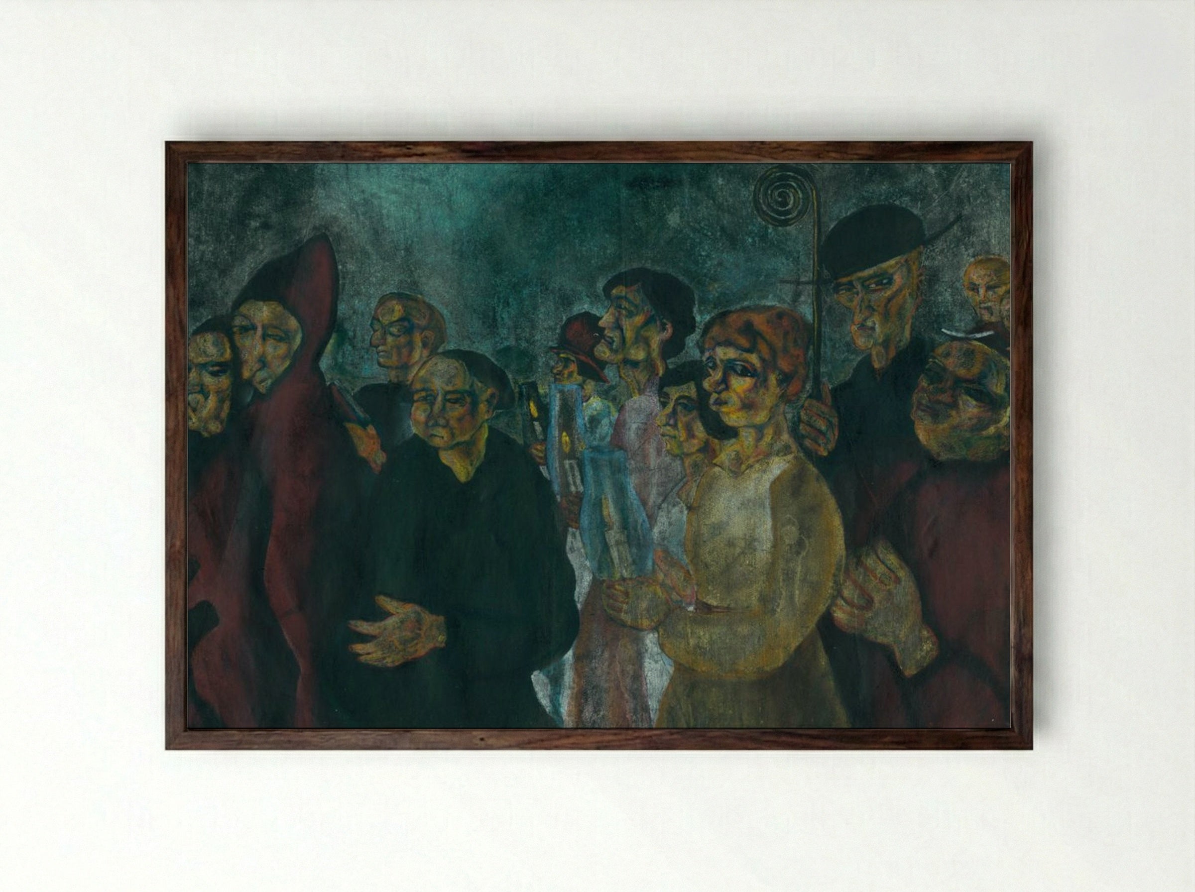 Procession of Virgins - Konstantin Bauer - Framed Print Dark Wood