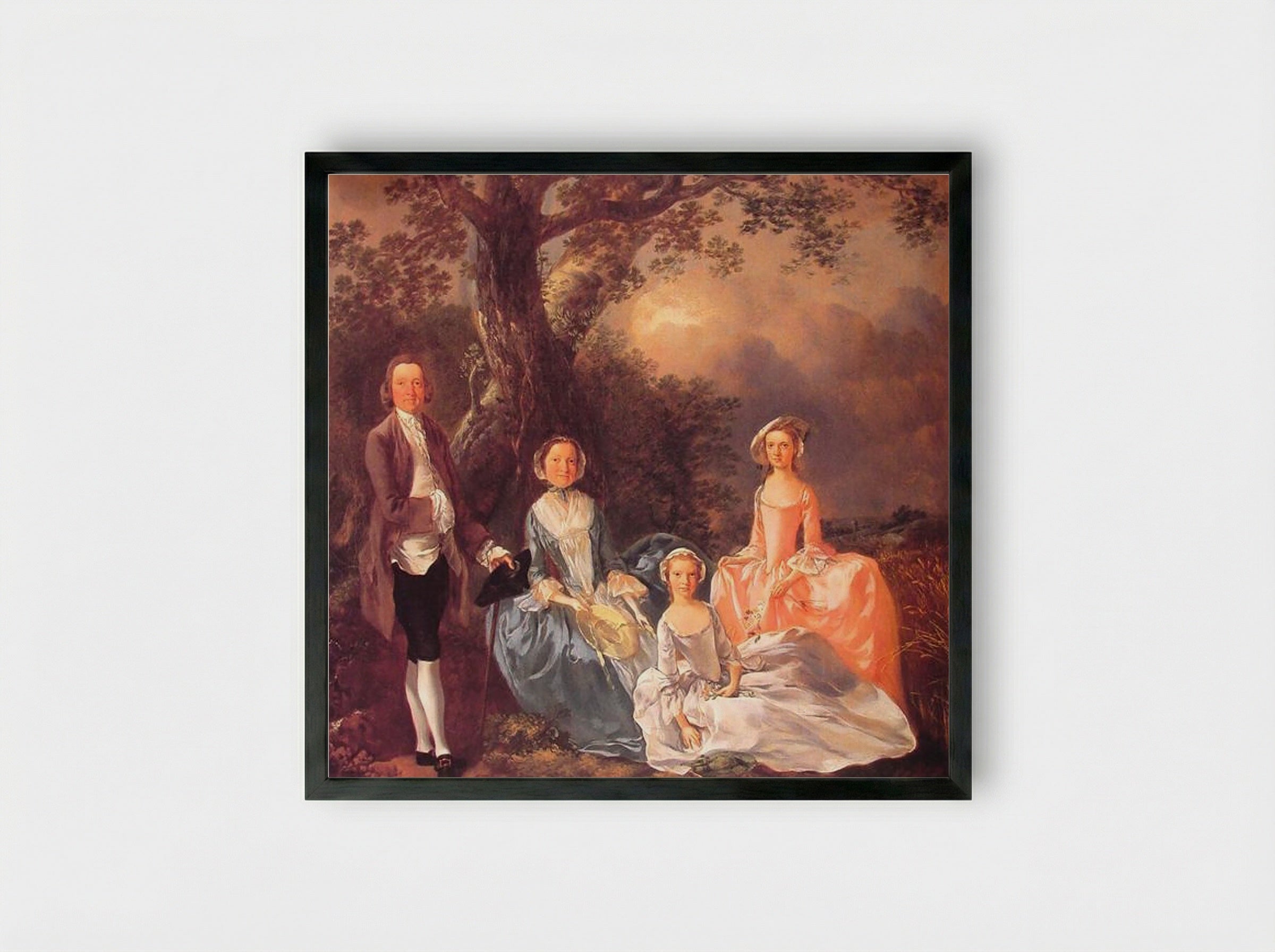 Mr. and Mrs. John Gravenor and their Daughters, Elizabeth and Ann - Thomas Gainsborough - Framed Print Black