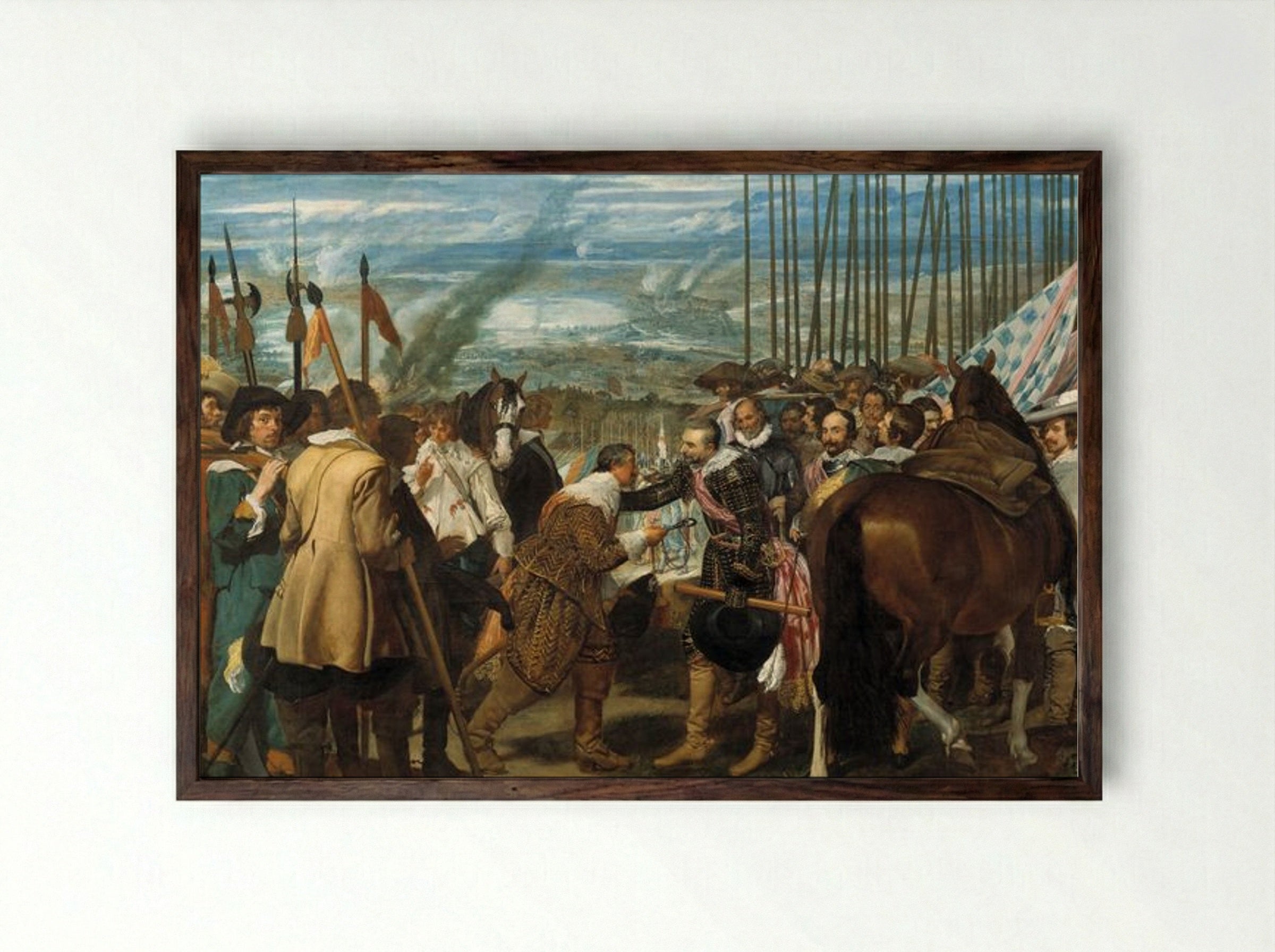 The Surrender of Breda - Diego Velázquez - Framed Print Dark Wood