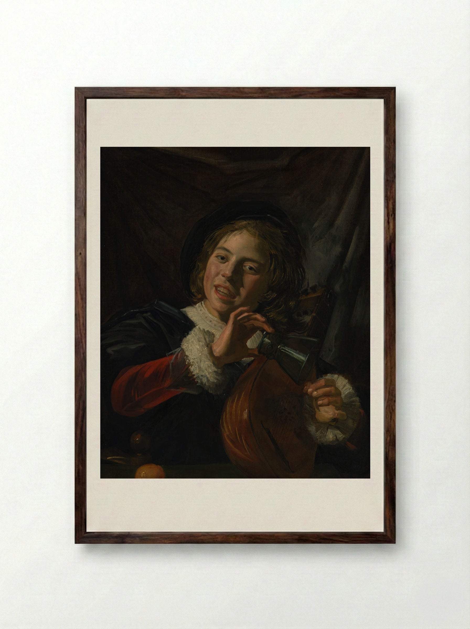 Boy with a Lute - Frans Hals - Framed Print Dark Wood