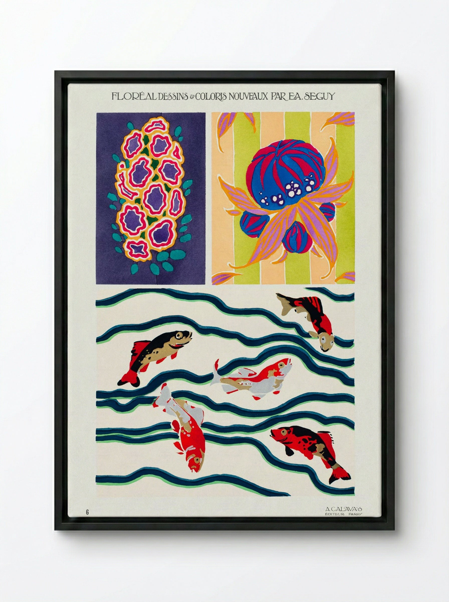 Floréal Dessins et Coloris Nouveaux - Émile-Allain Séguy - Framed Canvas Black