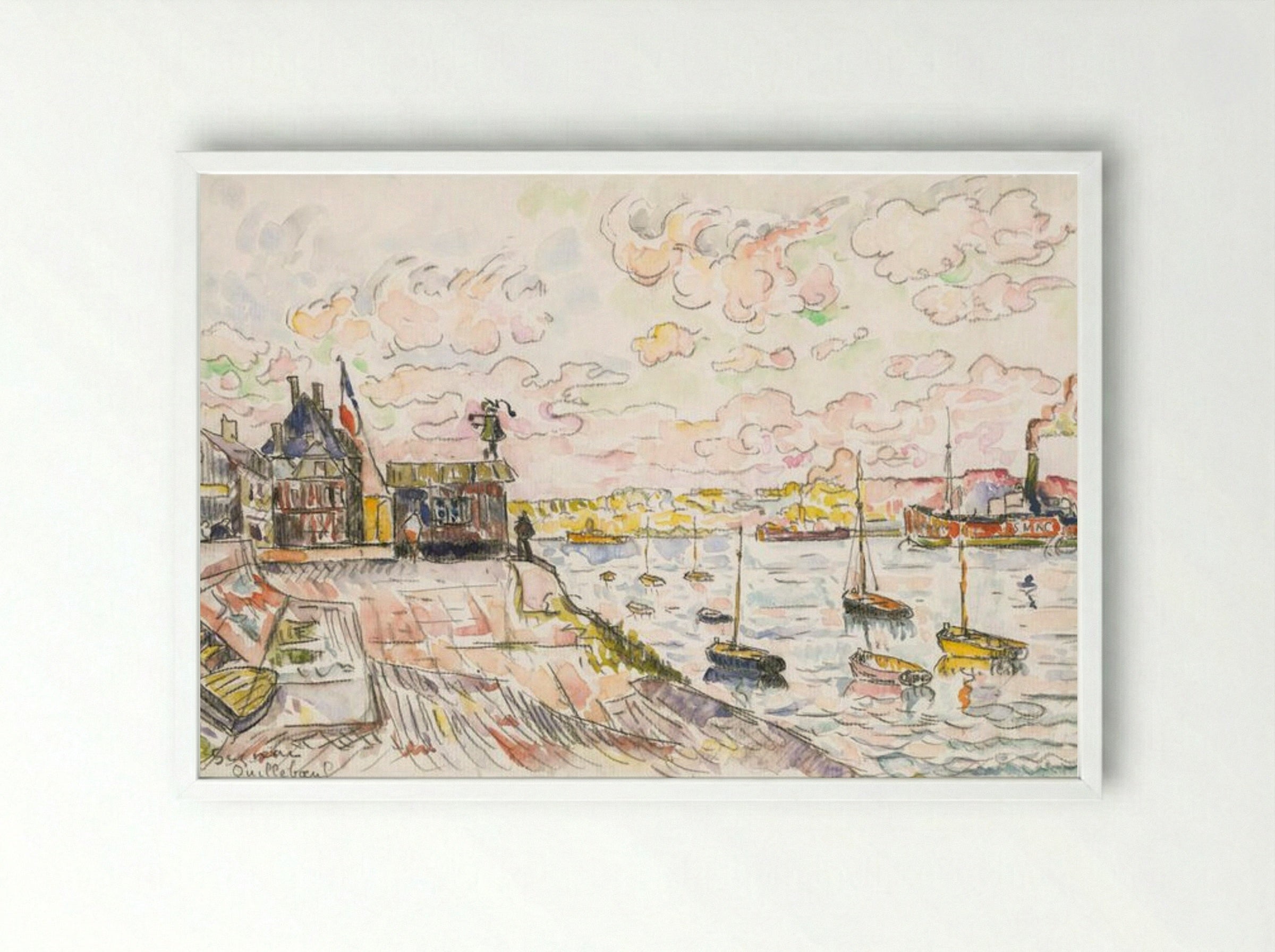 Quilleboeuf - Paul Signac - Framed Print White