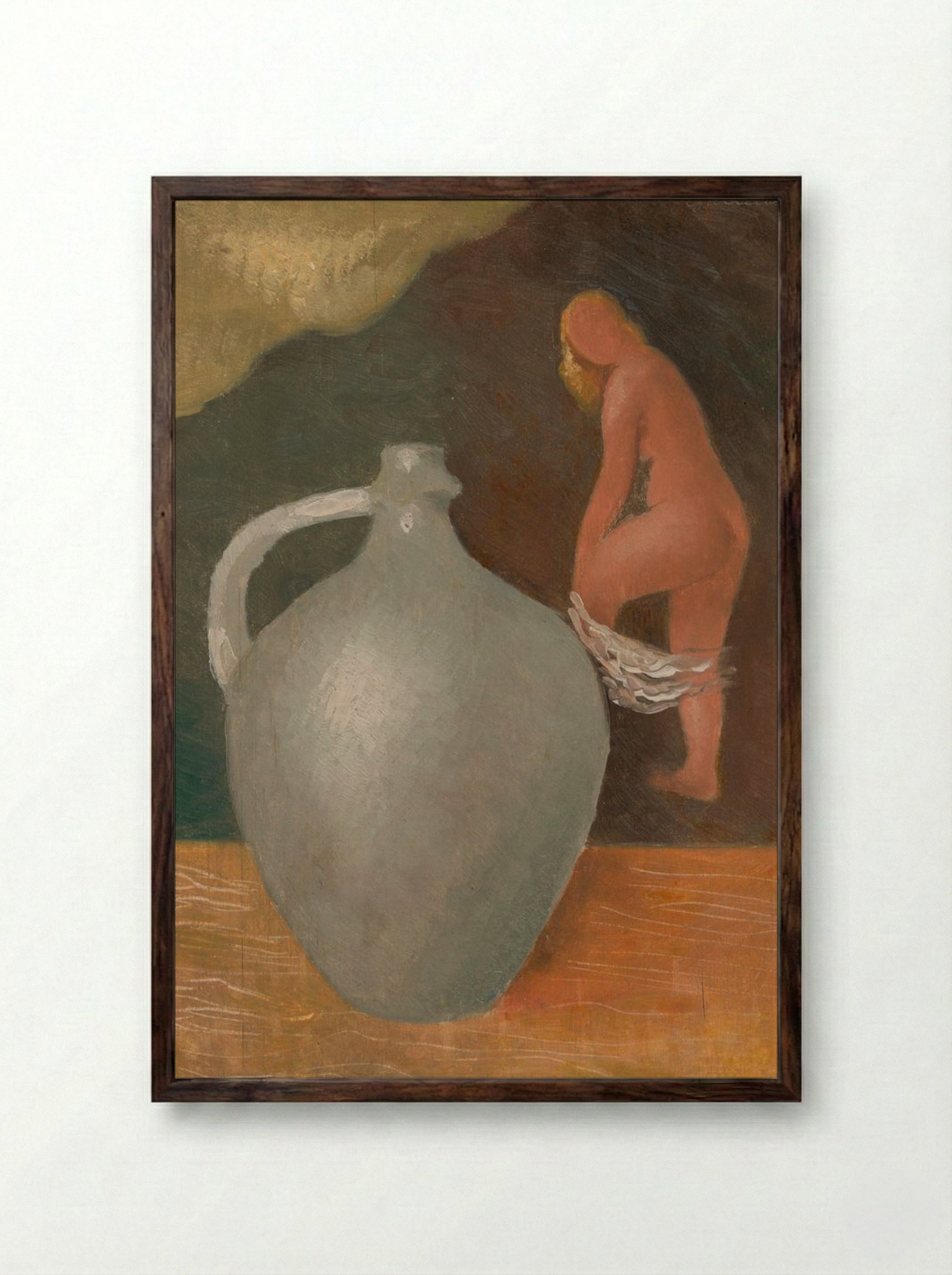 Woman with Jar - Mikuláš Galanda - Framed Print Dark Wood