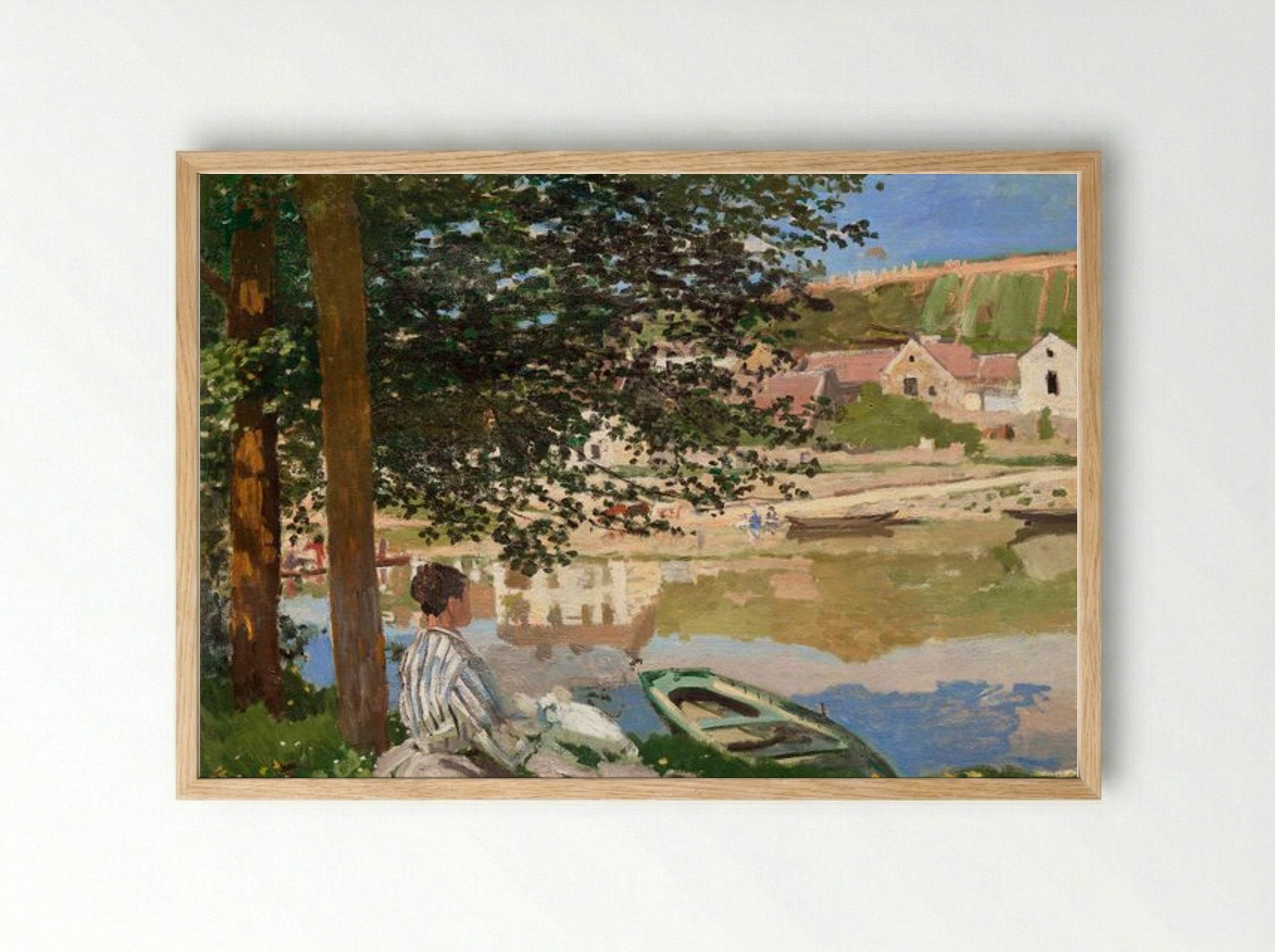 On the Bank of the Seine, Bennecourt - Claude Monet - Framed Print Wood