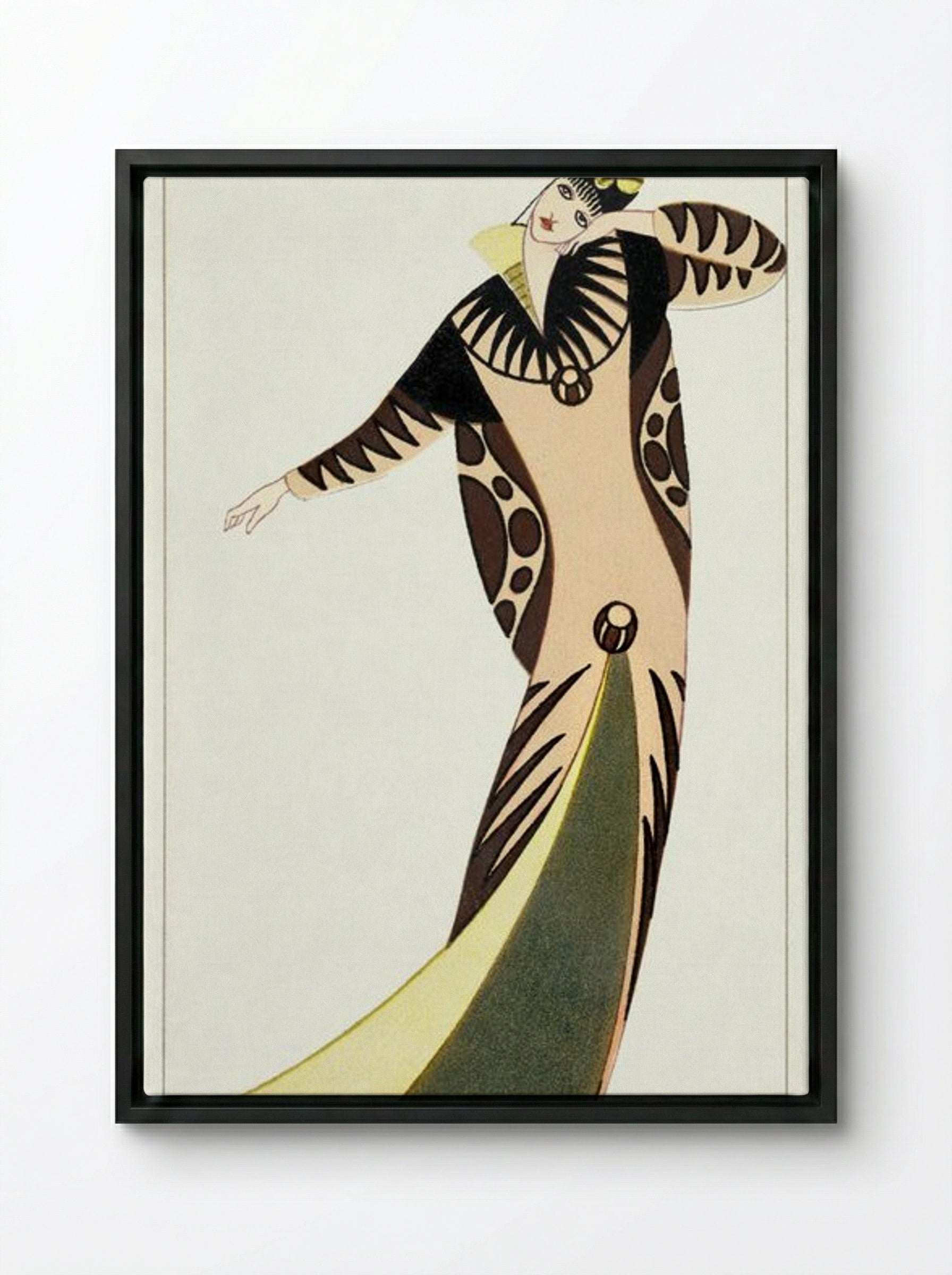 Woman in a Long Tubular Dress - Otto Friedrich Carl Lendecke - Framed Canvas Black