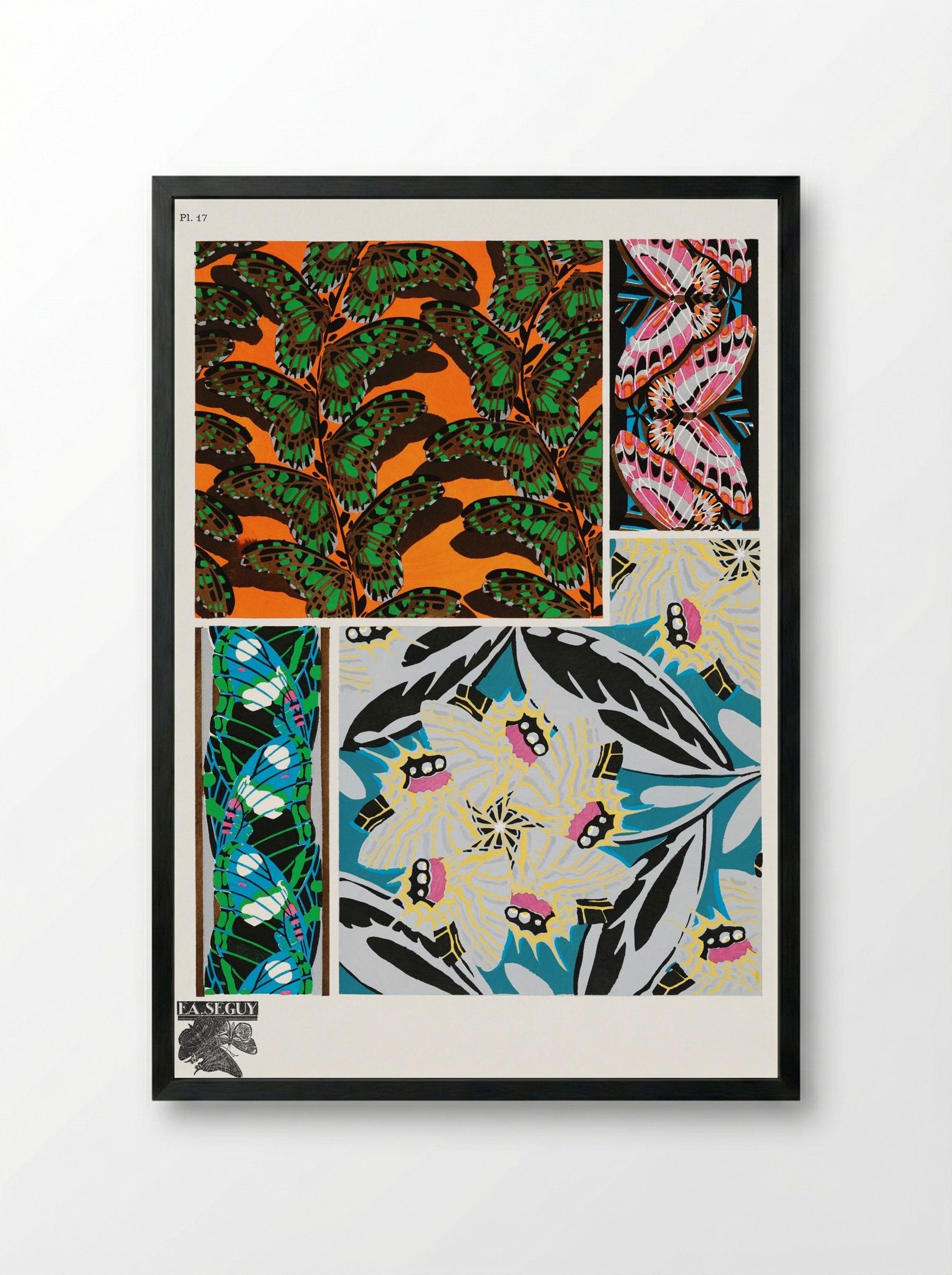 Butterflies Pattern Plate 17 - Émile-Allain Séguy - Framed Print Black