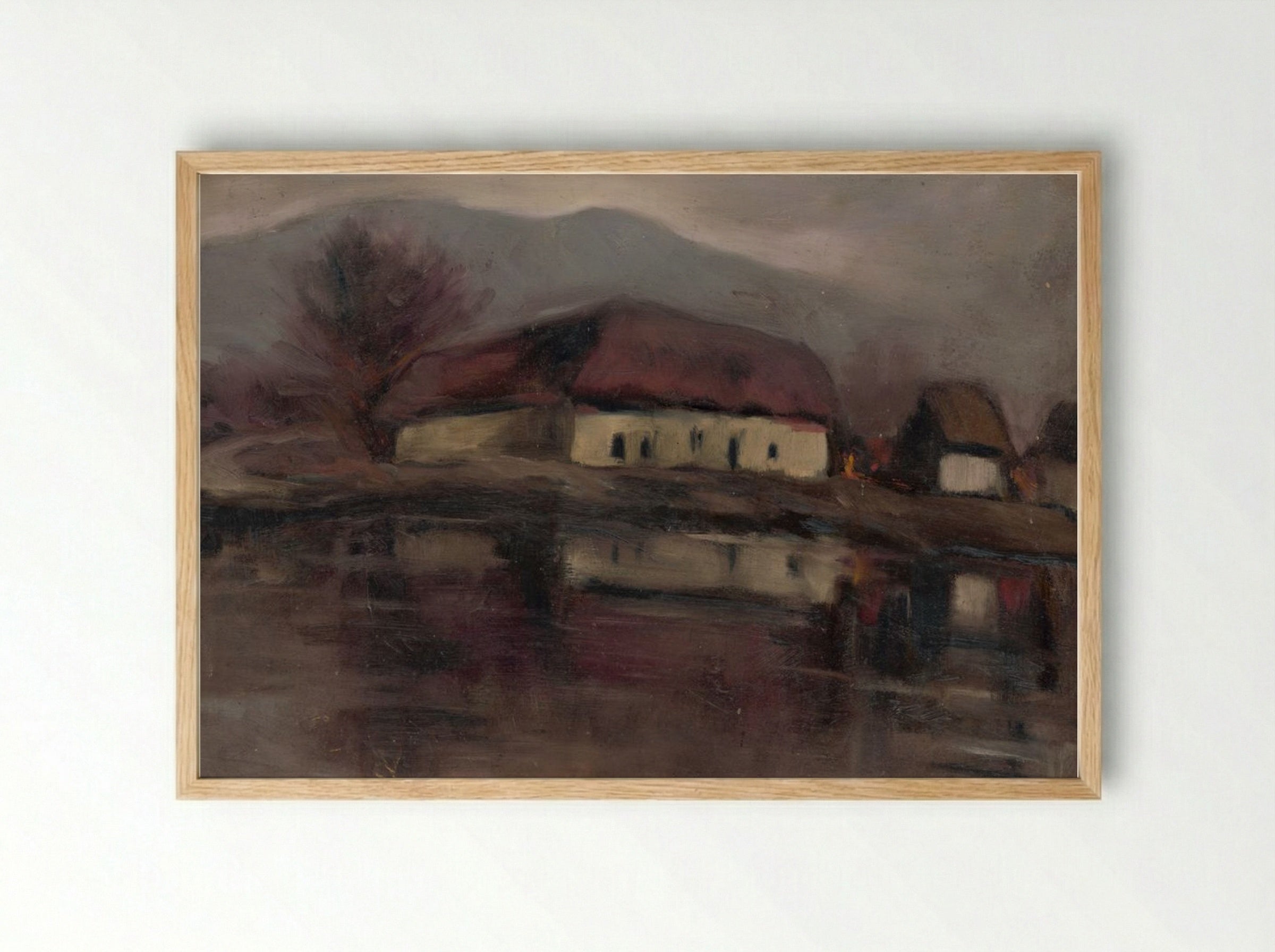 Sketch of a Landscape with a Lake - Zolo Palugyay - Framed Print Wood