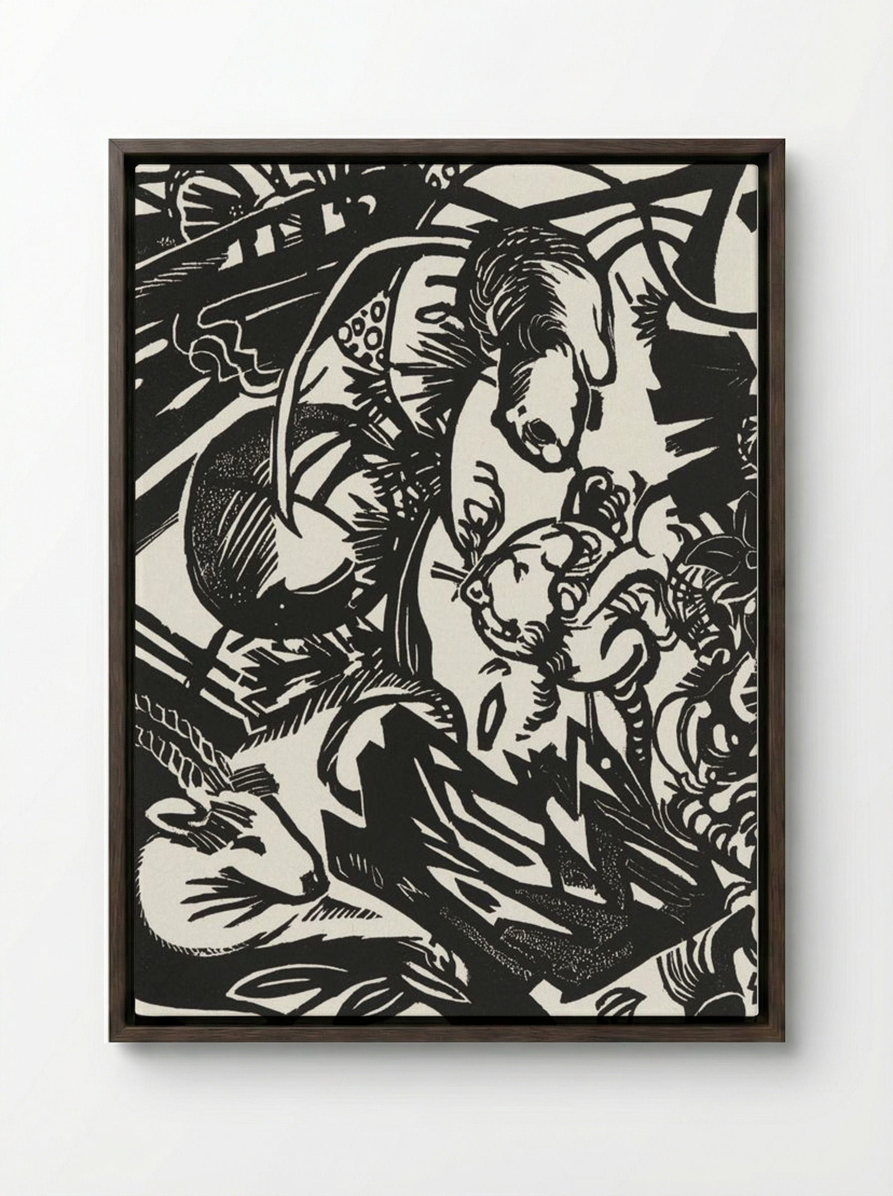 Animal Legend (Tierlegende) - Franz Marc - Framed Canvas Dark Wood