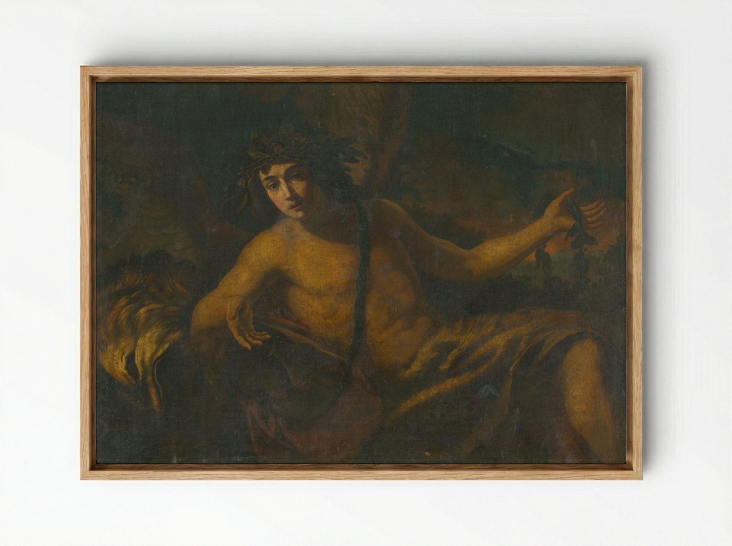 Reclining Bacchus - Fine Art Print - Framed Canvas Wood