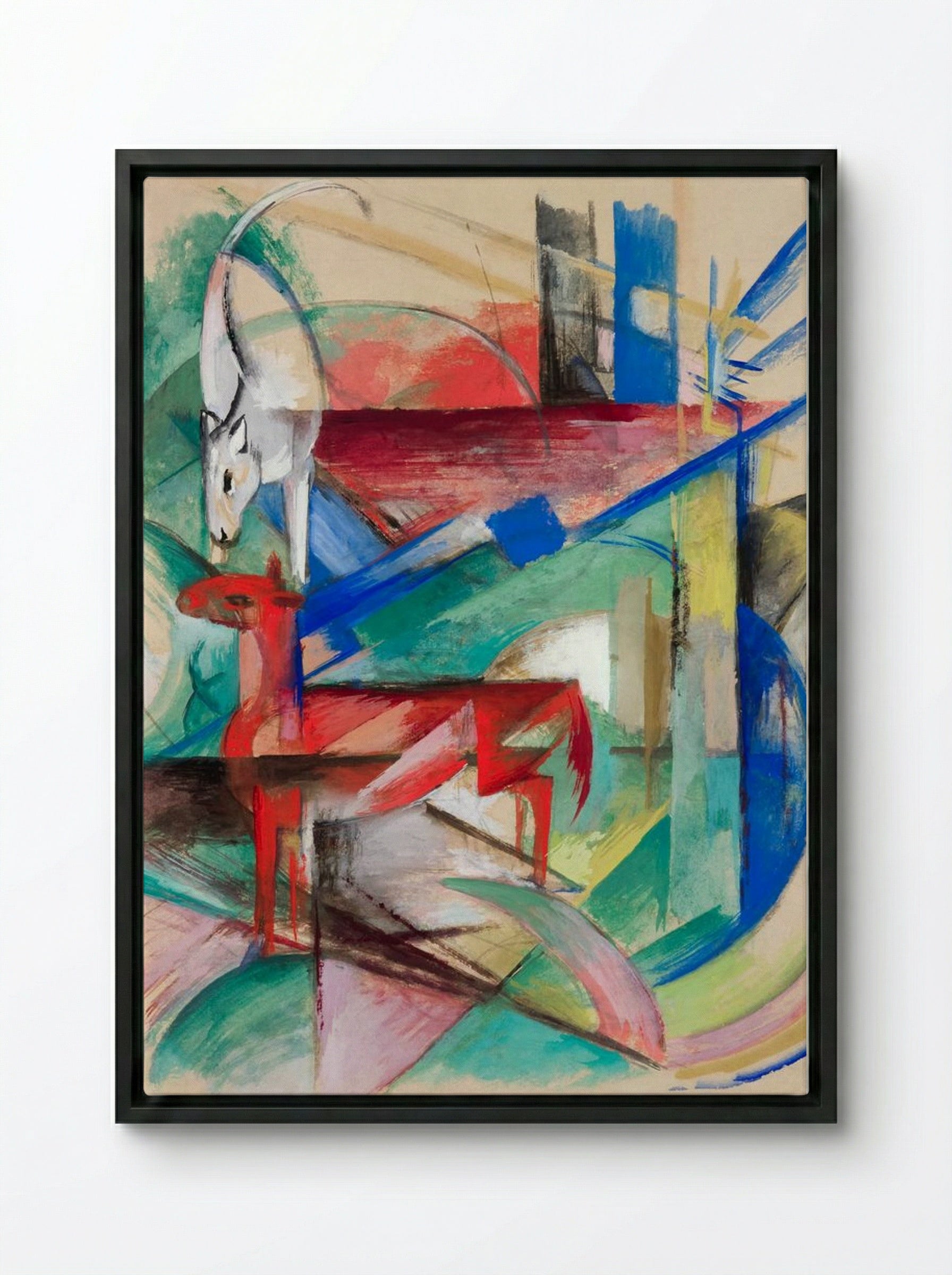 Landscape with Animals - Franz Marc - Framed Canvas Black